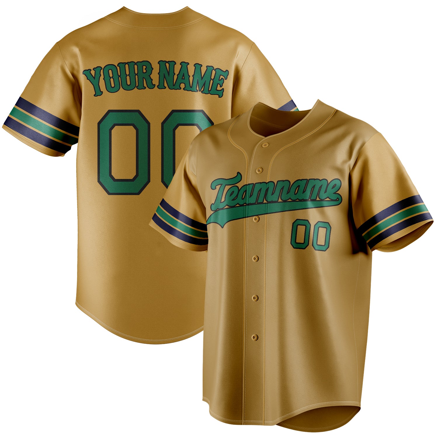 Benutzerdefiniertes Professionelles Altgold Kelly Grün Baseballtrikot BB01240531WX528