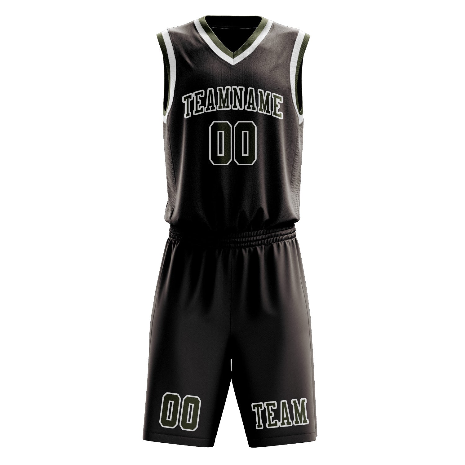 Benutzerdefiniertes Professionelles Braun Dunkles Oliv Basketballtrikot-Set