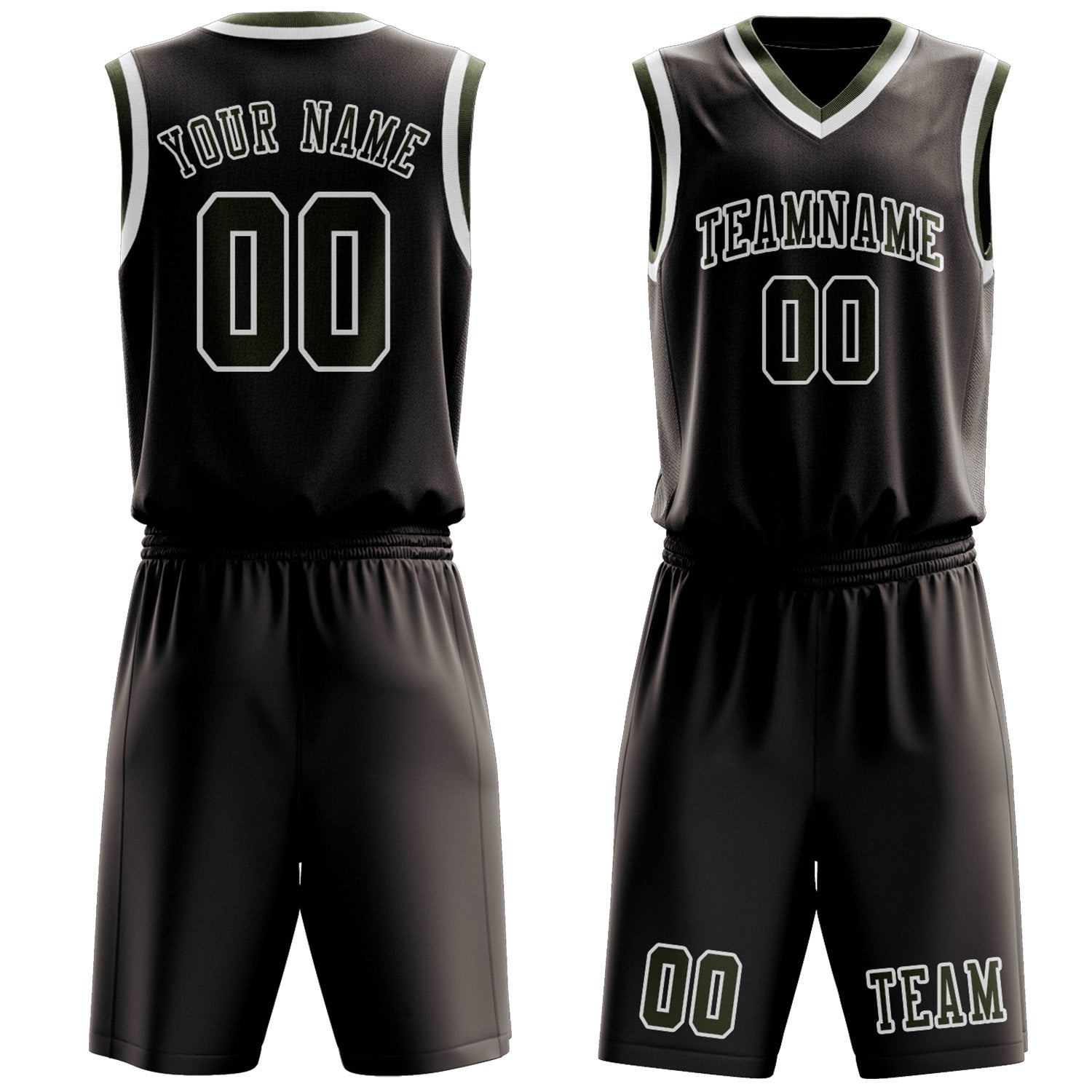 Benutzerdefiniertes Professionelles Braun Dunkles Oliv Basketballtrikot-Set