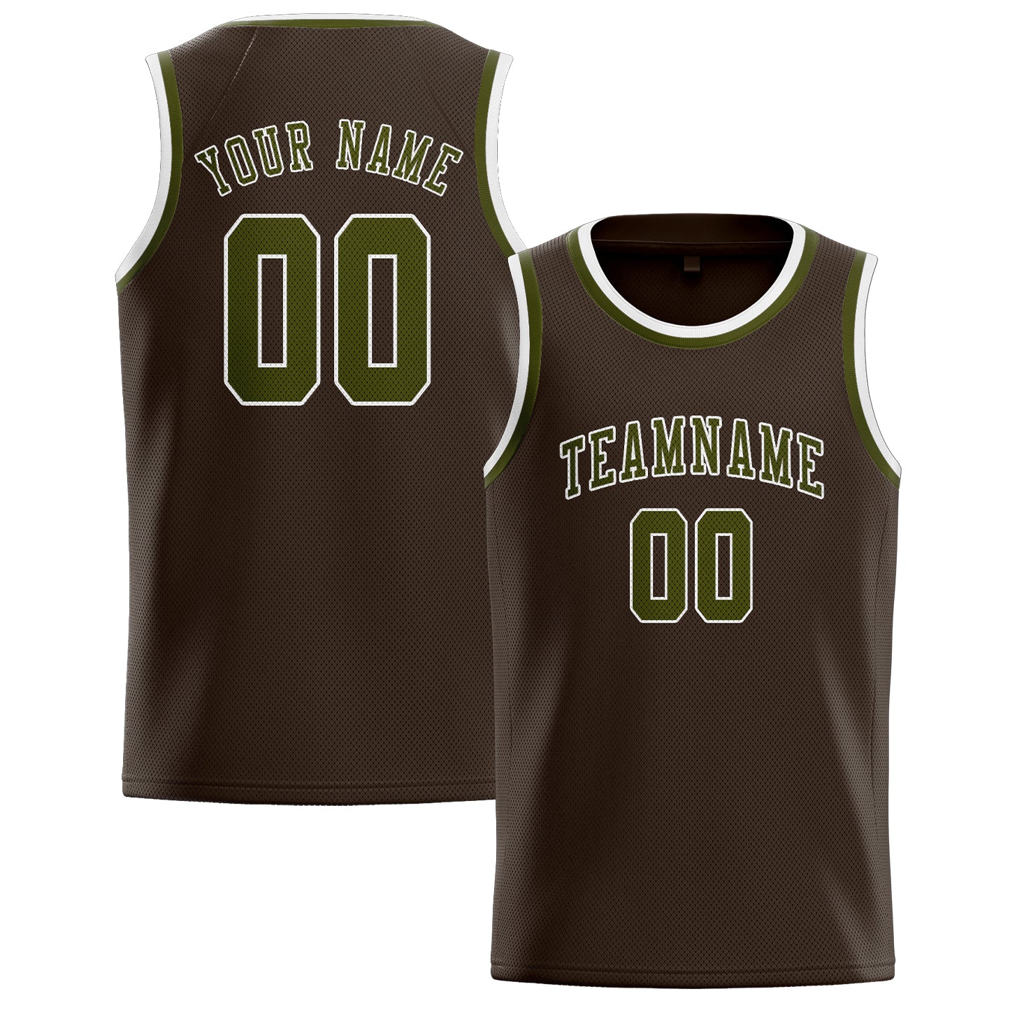 Benutzerdefiniertes Professionelles Braun Dunkles Oliv Basketballtrikot