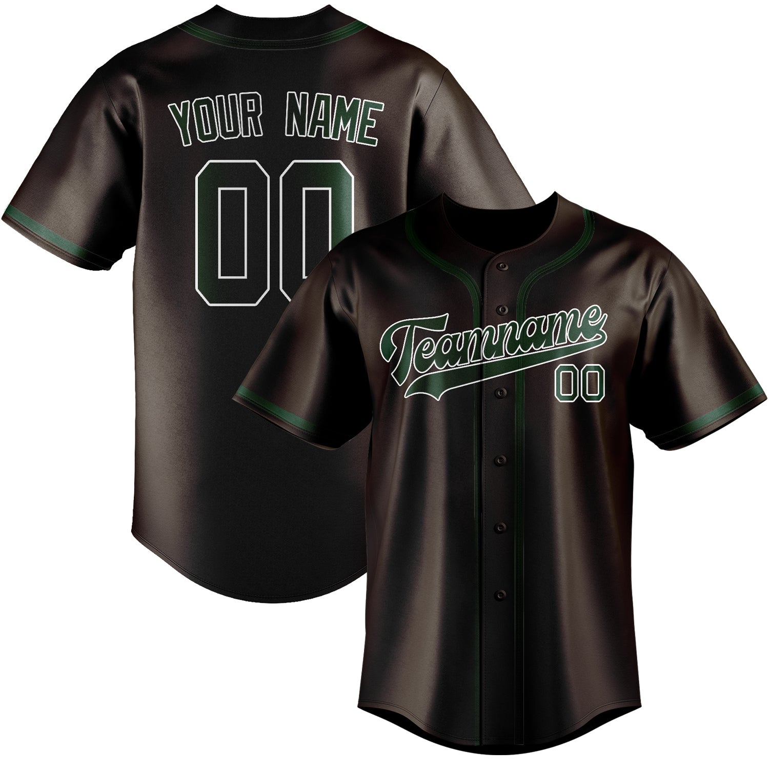 Benutzerdefiniertes Professionelles Braun Moosgrün Baseballtrikot