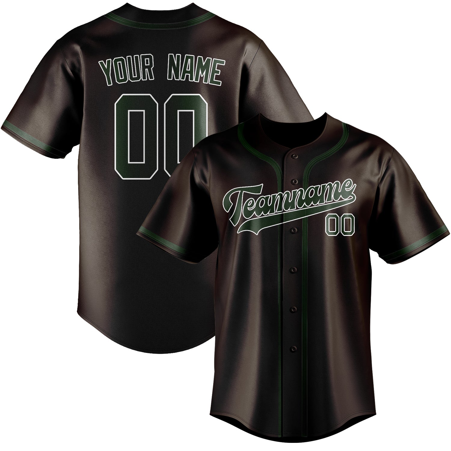 Benutzerdefiniertes Professionelles Braun Tannengrün Baseballtrikot