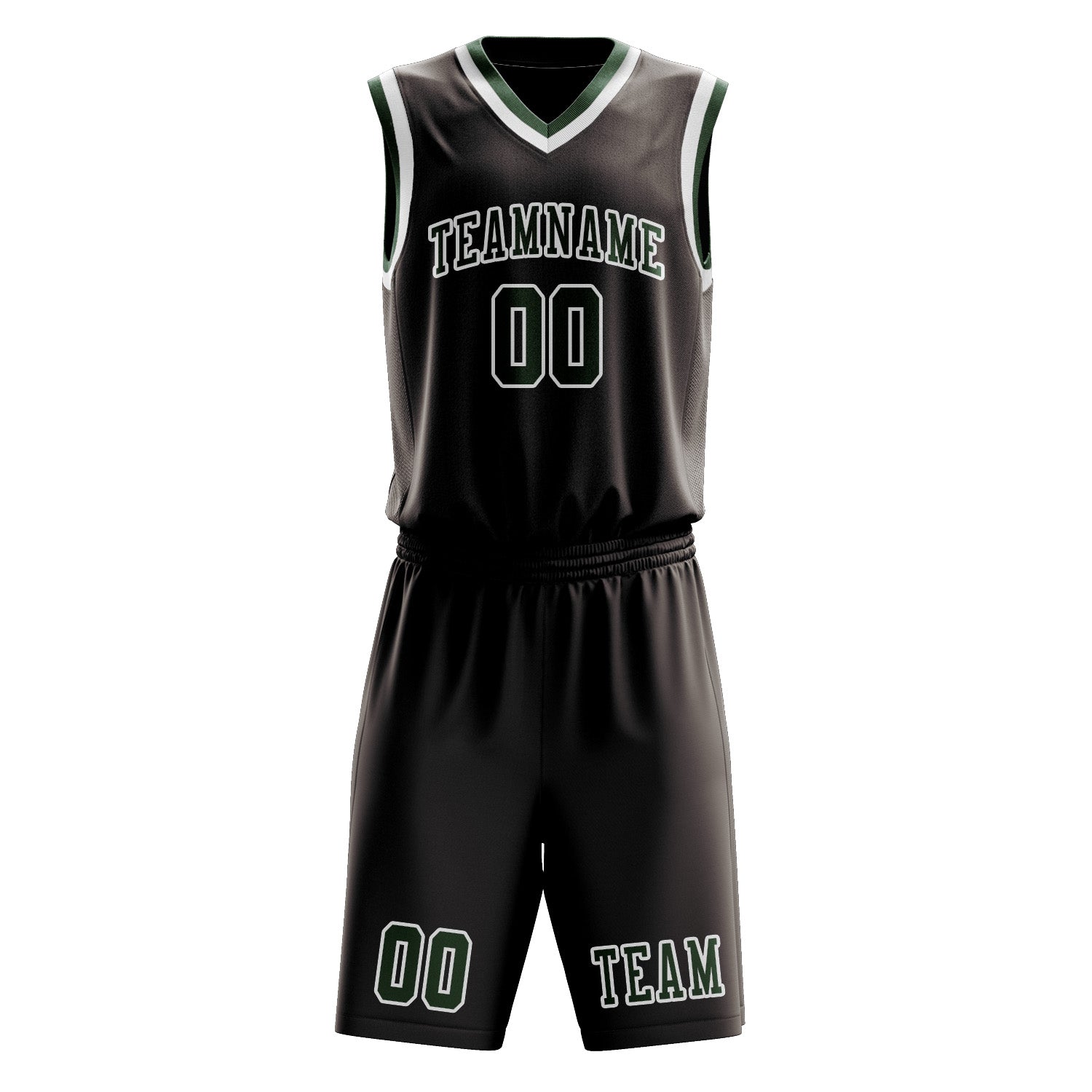 Benutzerdefiniertes Professionelles Braun Tannengrün Basketballtrikot-Set