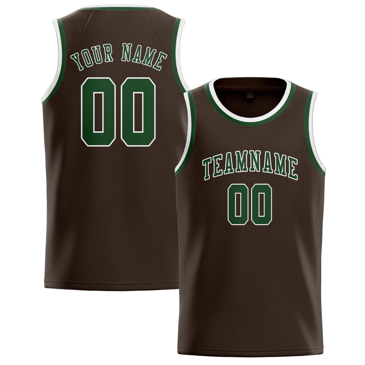 Benutzerdefiniertes Professionelles Braun Tannengrün Basketballtrikot