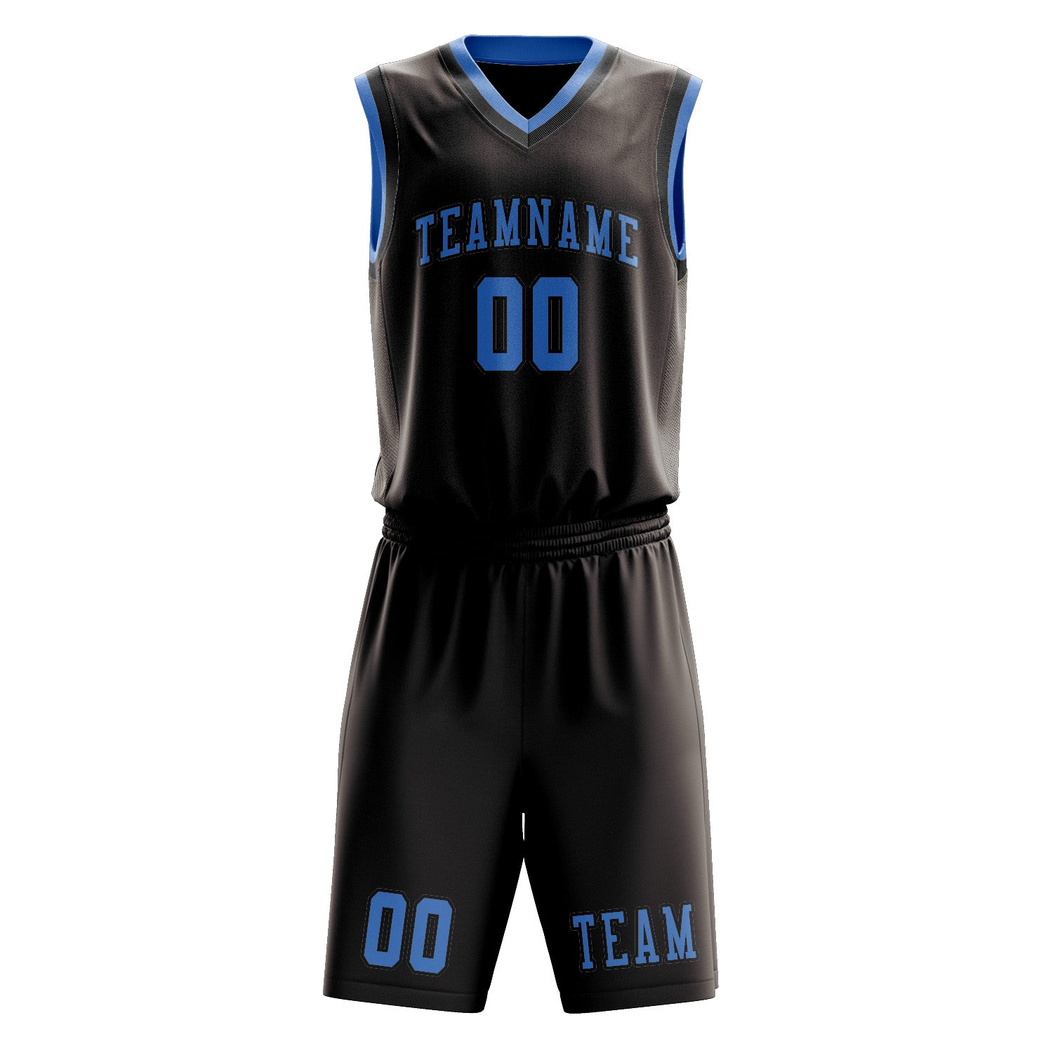 Benutzerdefiniertes Professionelles Braun Hellblau Basketballtrikot-Set