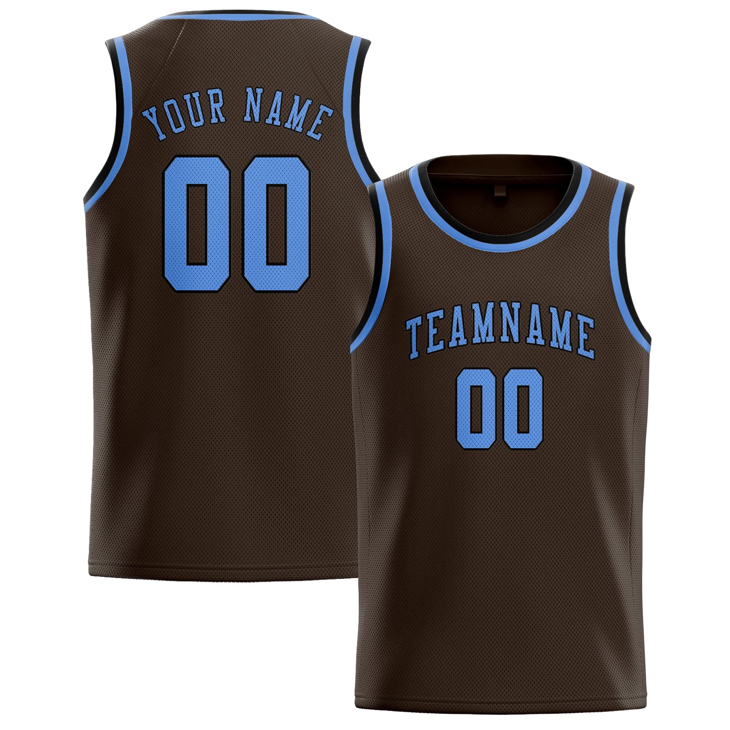Benutzerdefiniertes Professionelles Braun Hellblau Basketballtrikot