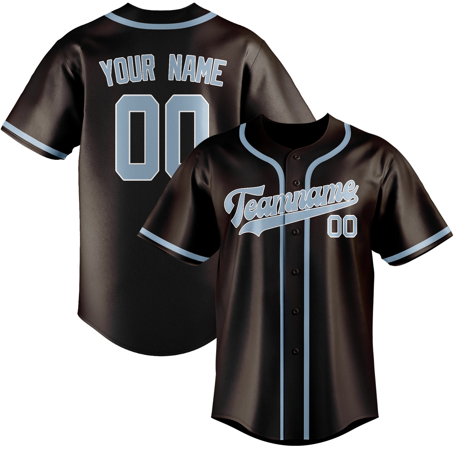 Benutzerdefiniertes Professionelles Braun Hellblau Baseballtrikot