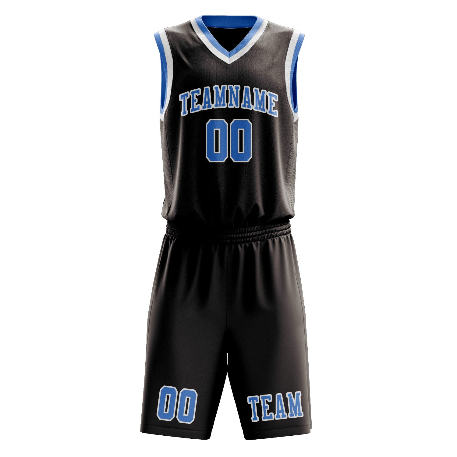 Benutzerdefiniertes Professionelles Braun Hellblau Basketballtrikot-Set