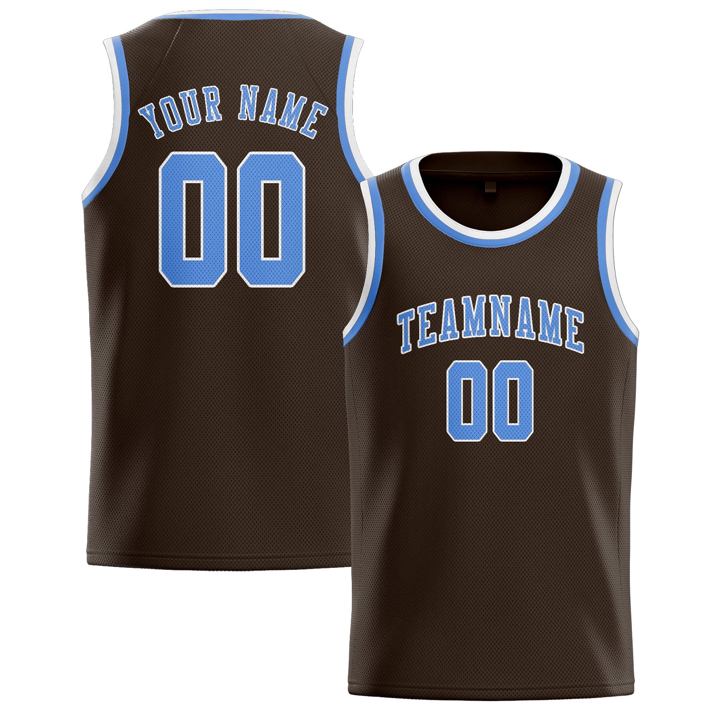 Benutzerdefiniertes Professionelles Braun Hellblau Basketballtrikot
