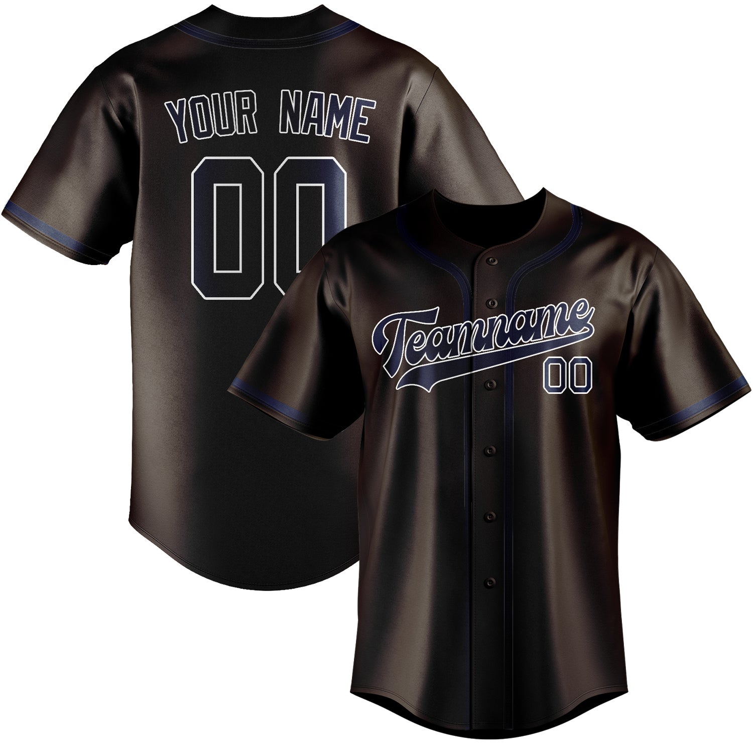 Benutzerdefiniertes Professionelles Braun Marineblau Baseballtrikot