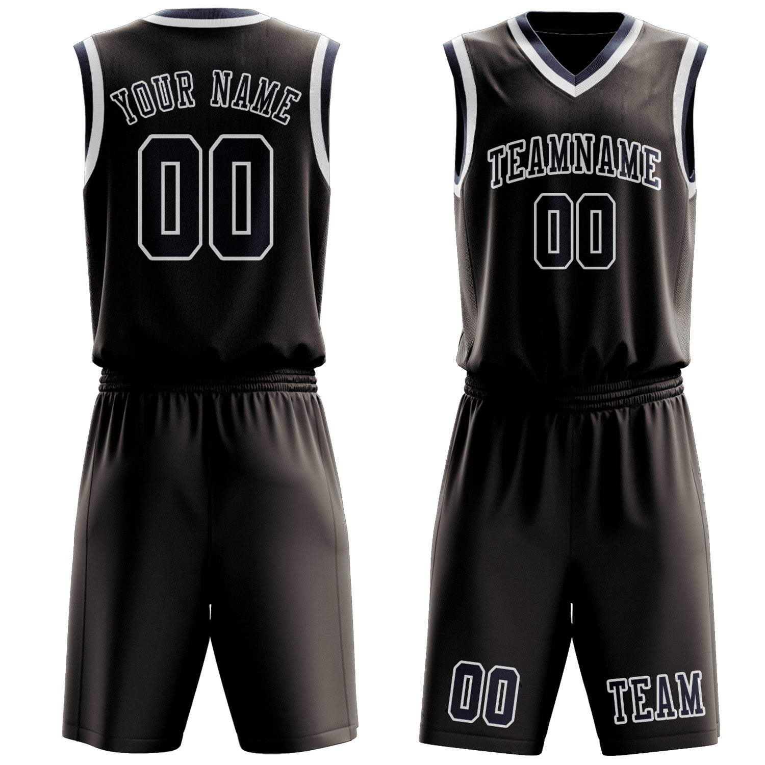 Benutzerdefiniertes Professionelles Braun Marineblau Basketballtrikot-Set