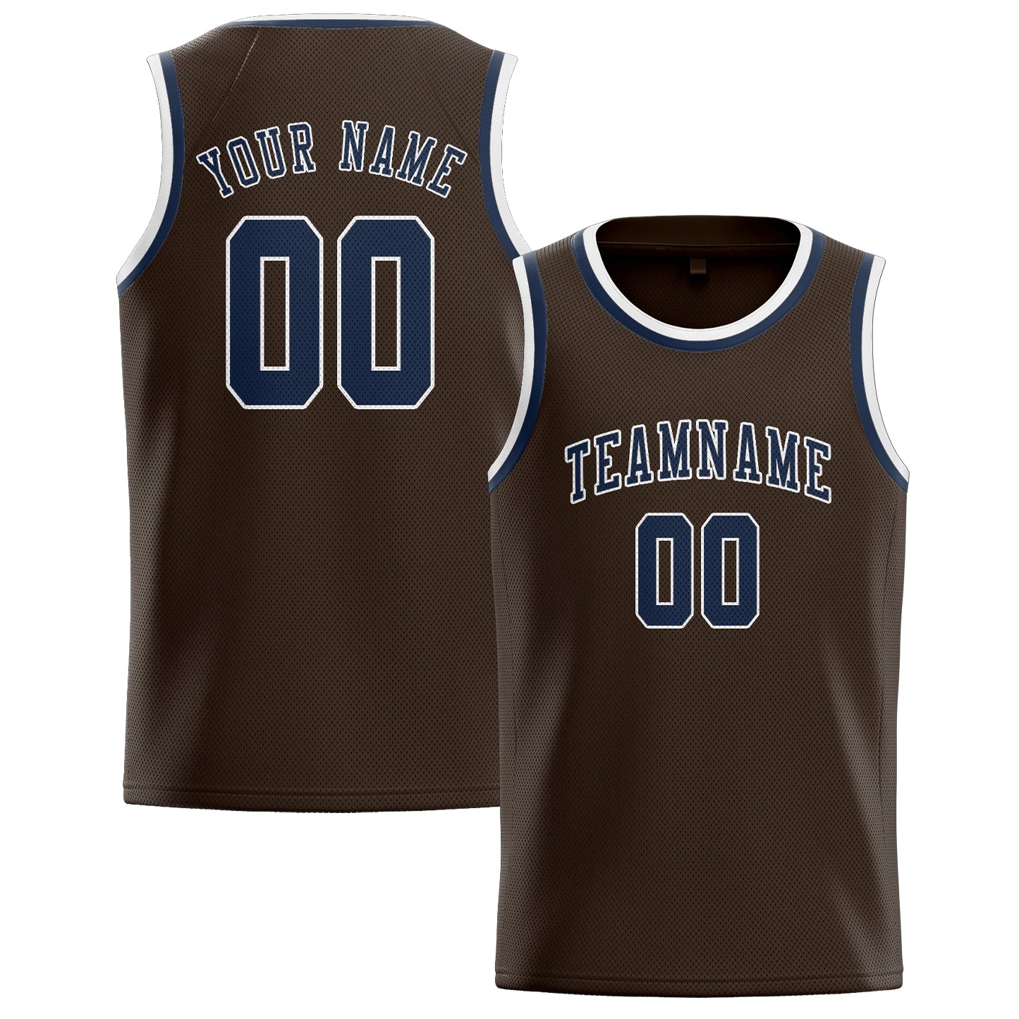 Benutzerdefiniertes Professionelles Braun Marineblau Basketballtrikot