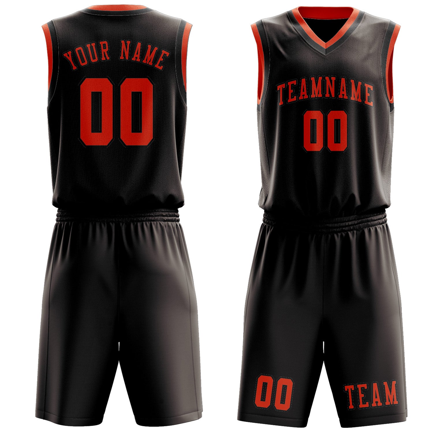 Benutzerdefiniertes Professionelles Braun Orangerot Basketballtrikot-Set