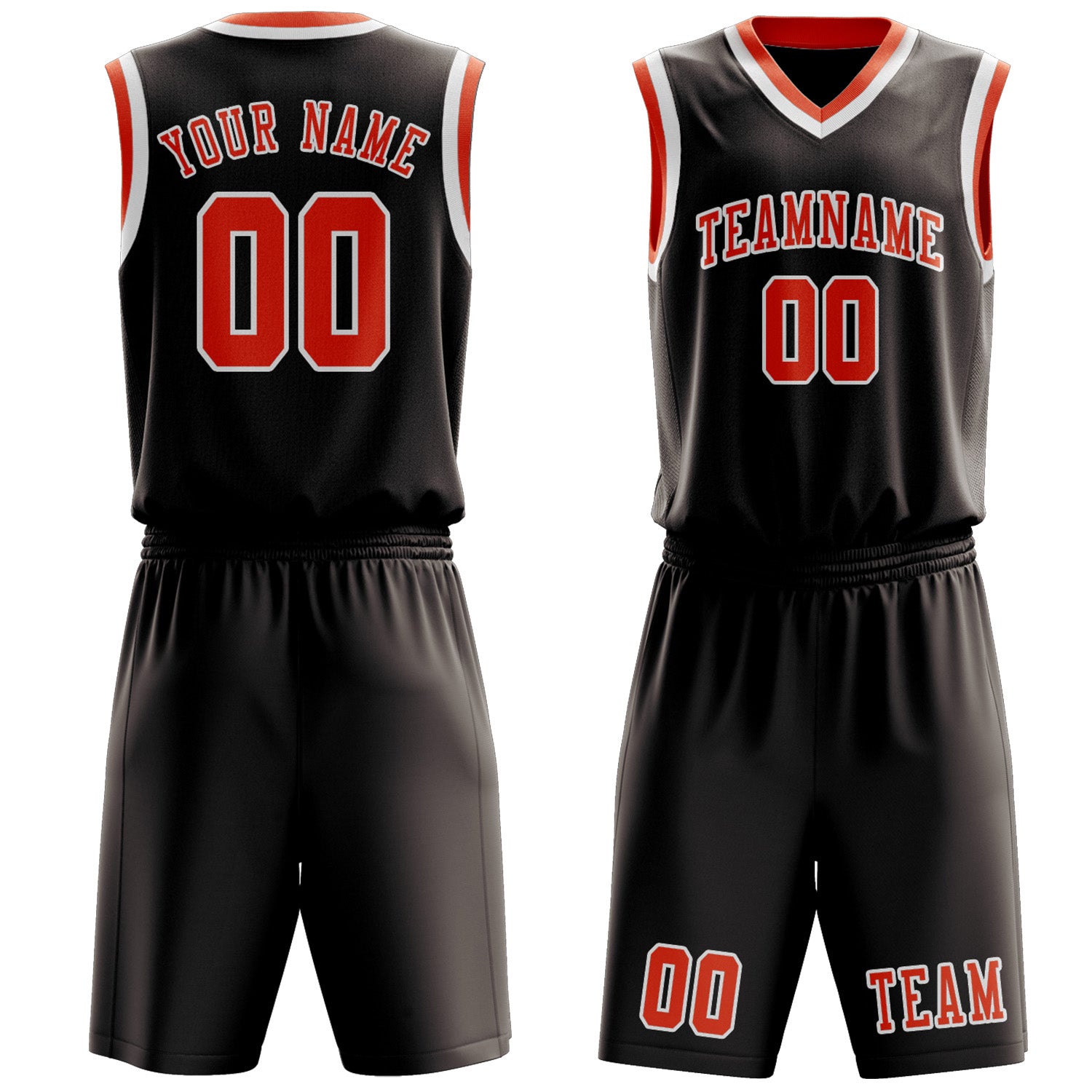 Benutzerdefiniertes Professionelles Braun Orangerot Basketballtrikot-Set