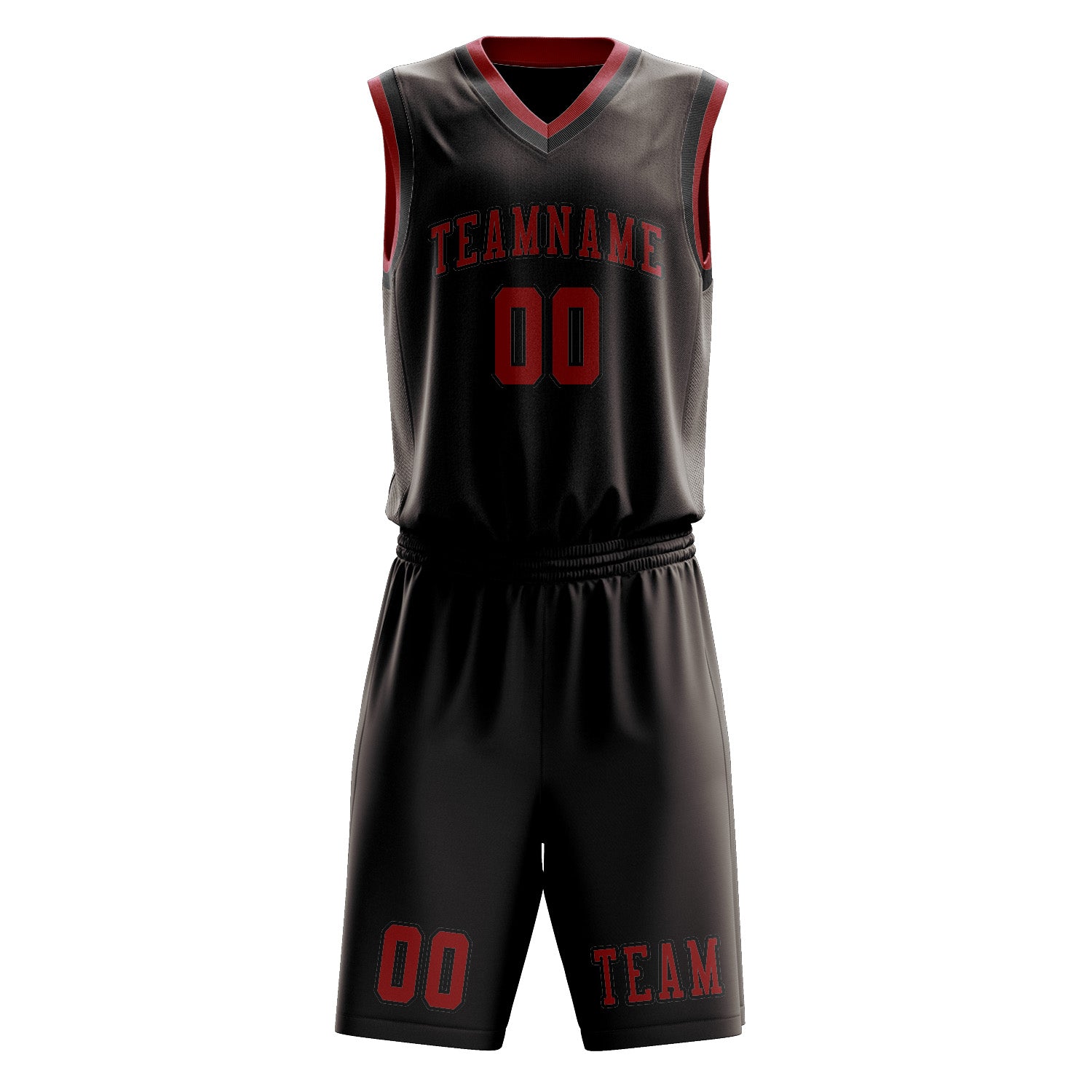 Benutzerdefiniertes Professionelles Braun Rot Basketballtrikot-Set