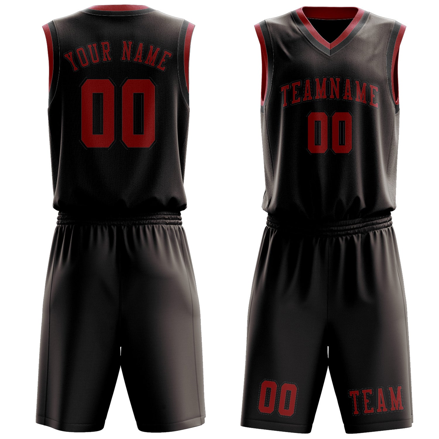 Benutzerdefiniertes Professionelles Braun Rot Basketballtrikot-Set
