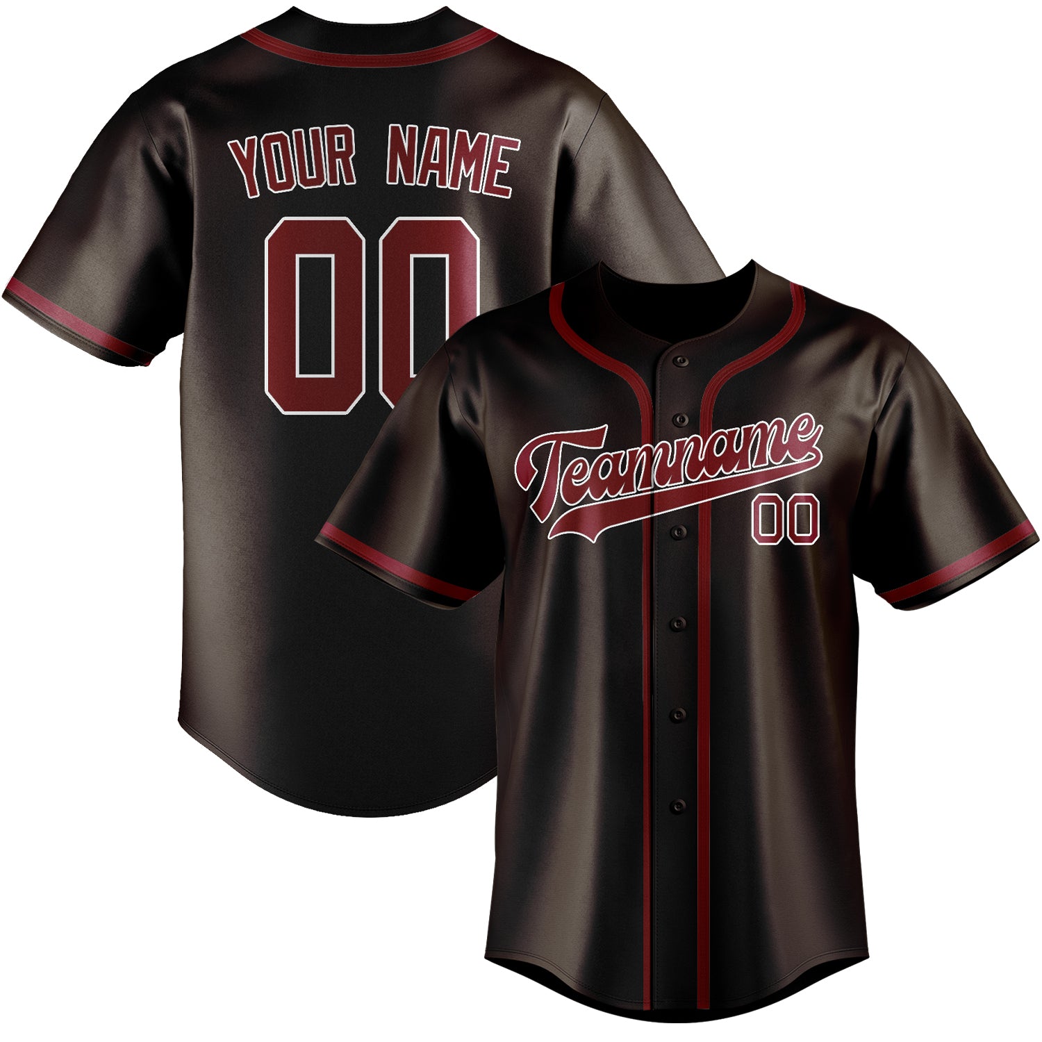 Benutzerdefiniertes Professionelles Braun Karmesinrot Baseballtrikot