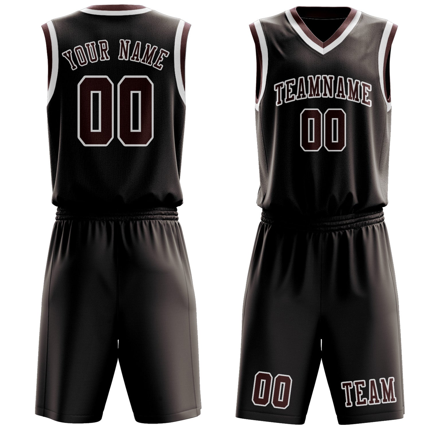 Benutzerdefiniertes Professionelles Braun Karmesinrot Basketballtrikot-Set