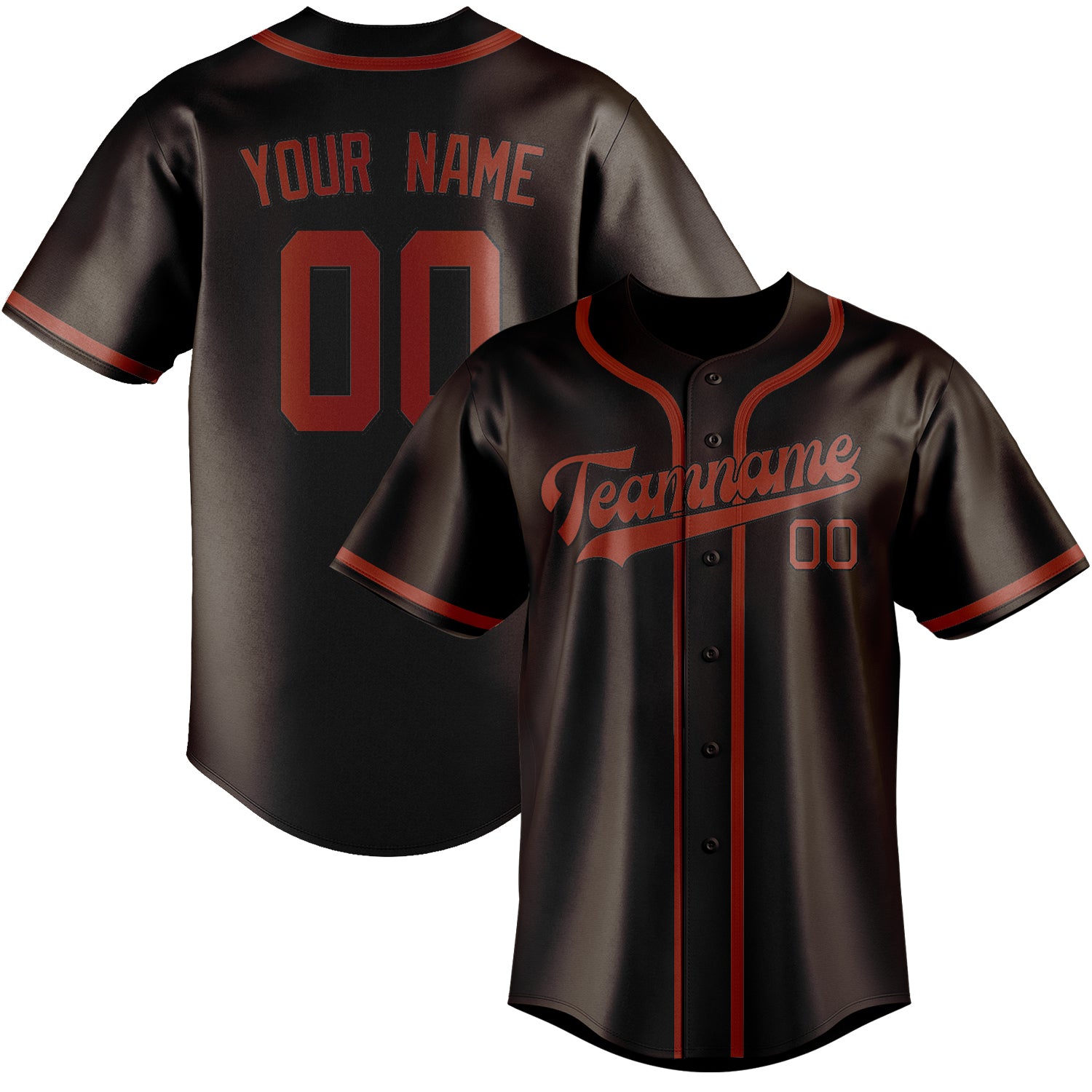 Benutzerdefiniertes Professionelles Braun Korallenrot Baseballtrikot