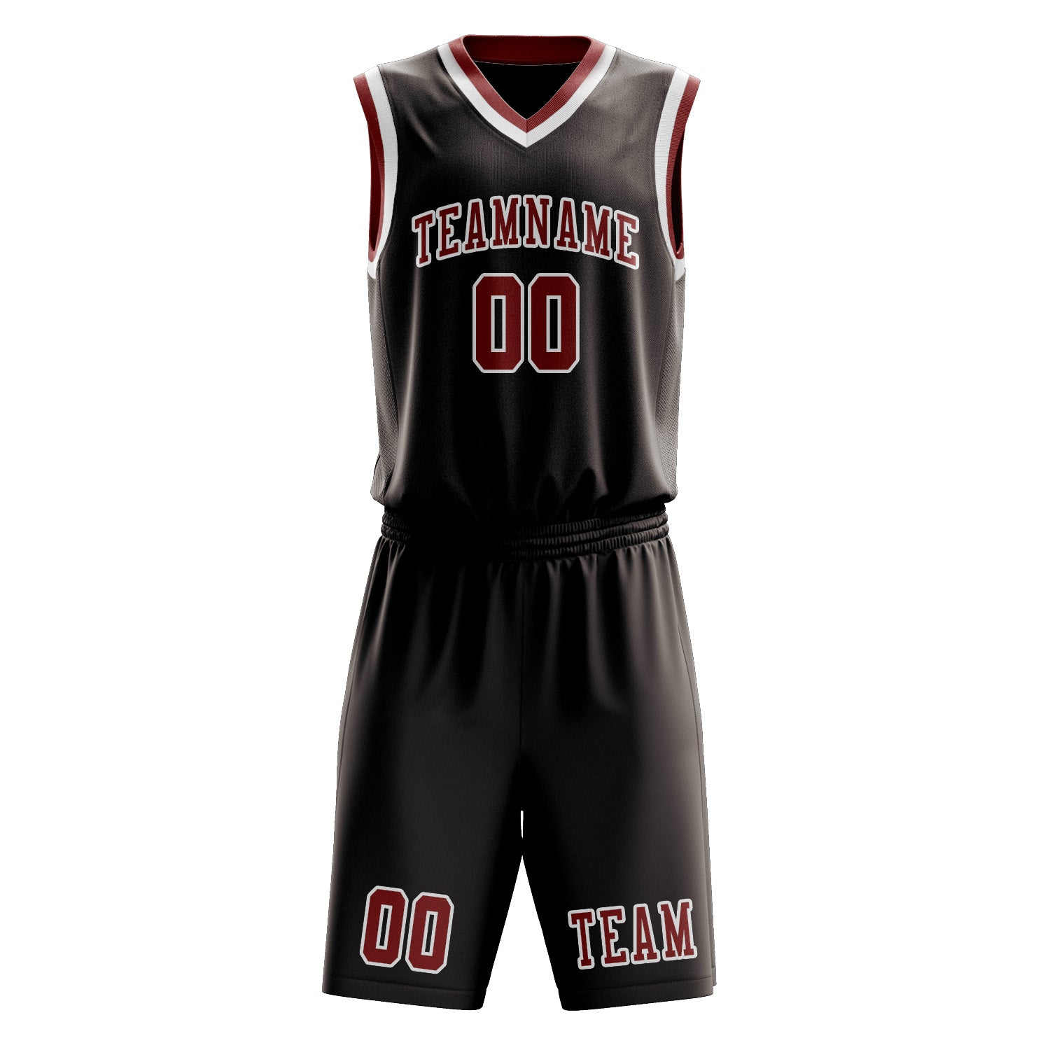 Benutzerdefiniertes Professionelles Braun Korallenrot Basketballtrikot-Set
