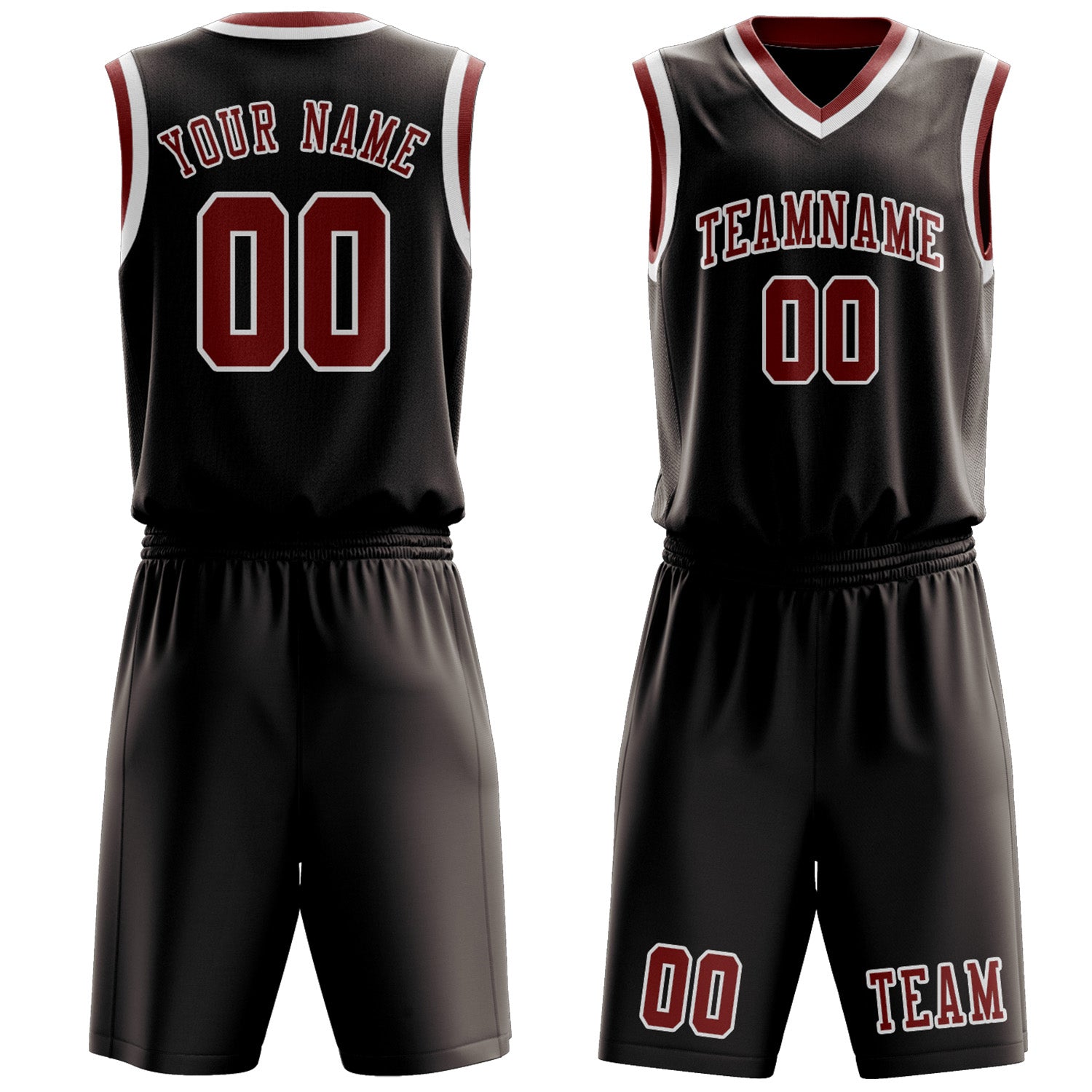 Benutzerdefiniertes Professionelles Braun Korallenrot Basketballtrikot-Set