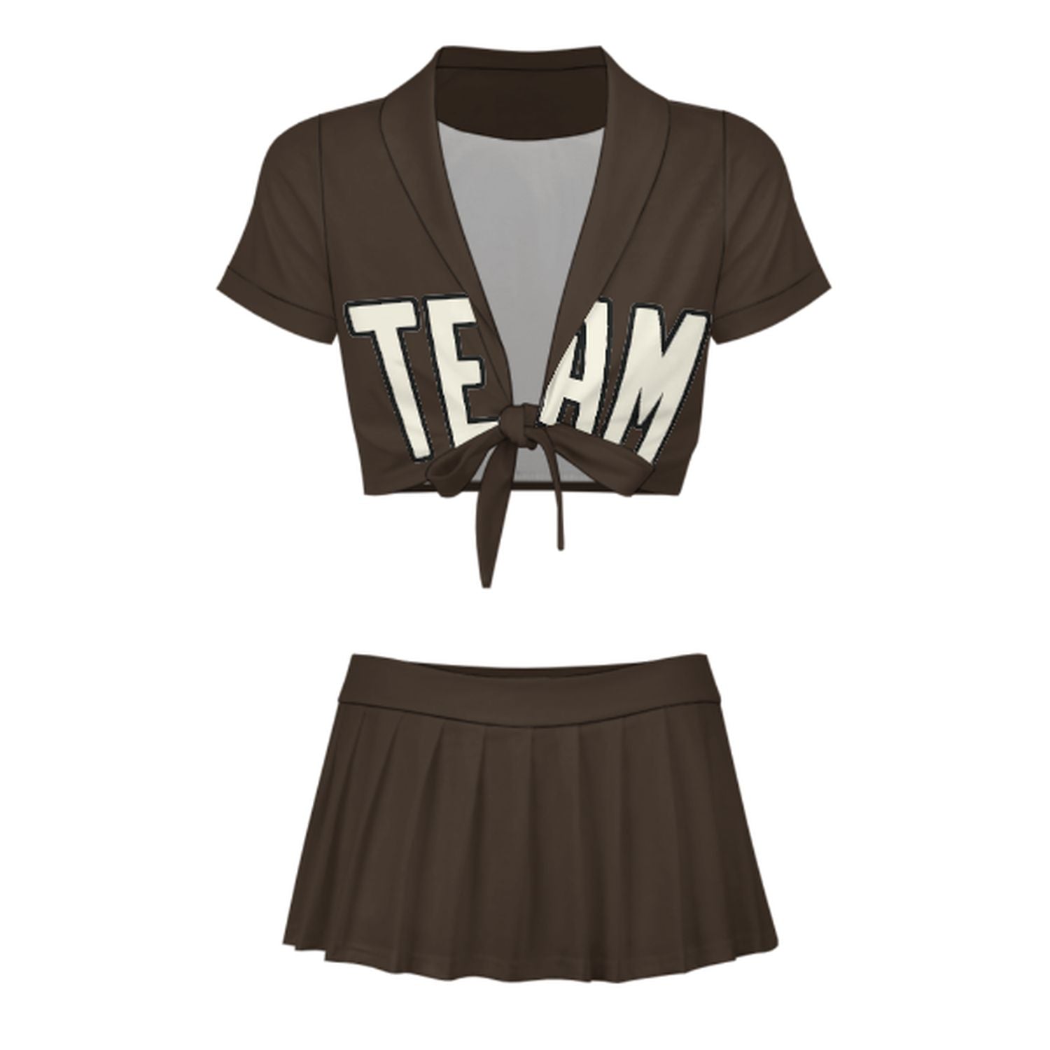 Maßgeschneidertes Braun Beige Cheerleader Outfit Set