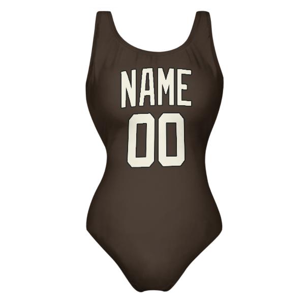 Maßgeschneidertes Braun Beige Badeanzug