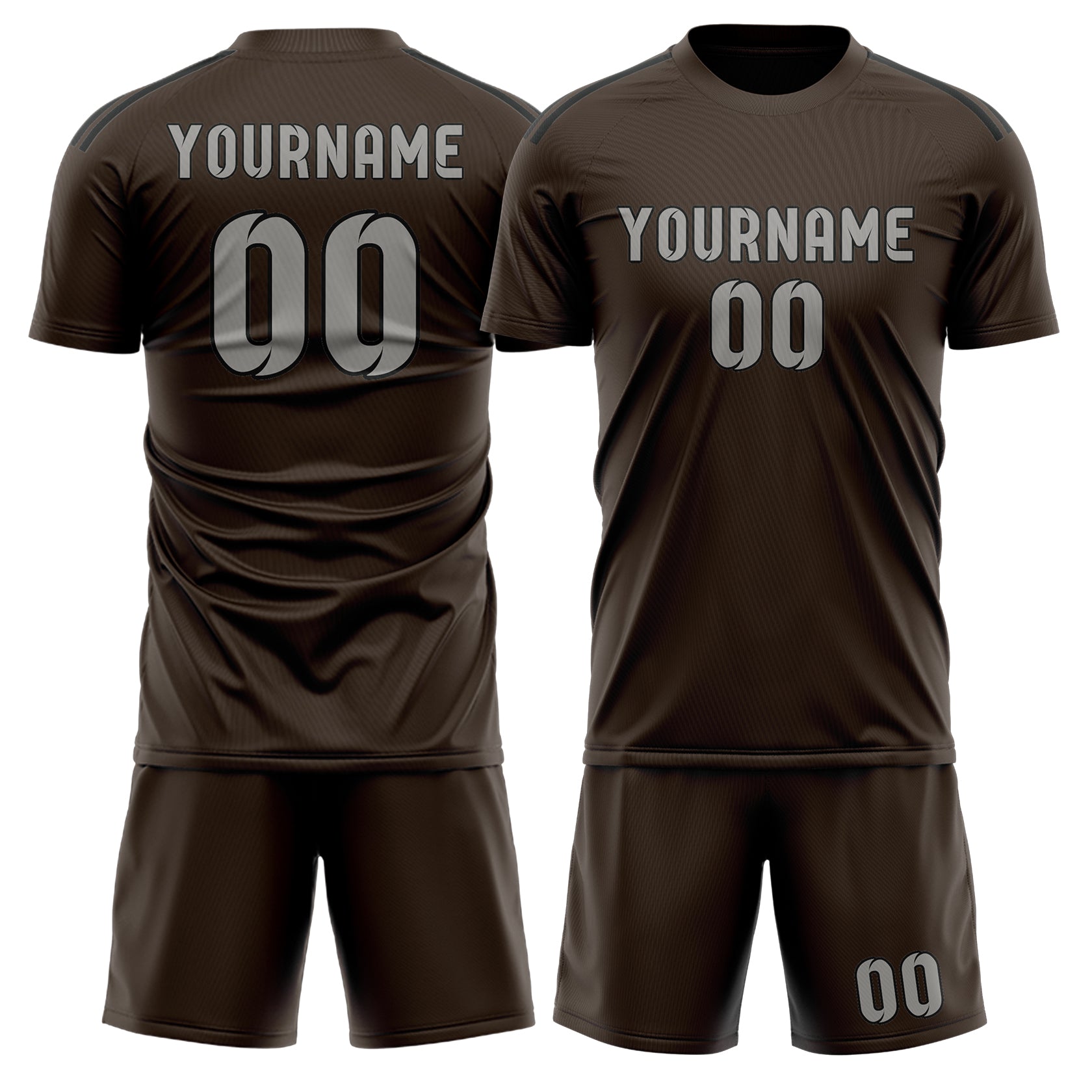Maßgeschneidertes Professionelles Braun Grau Fußballtrikot-Set