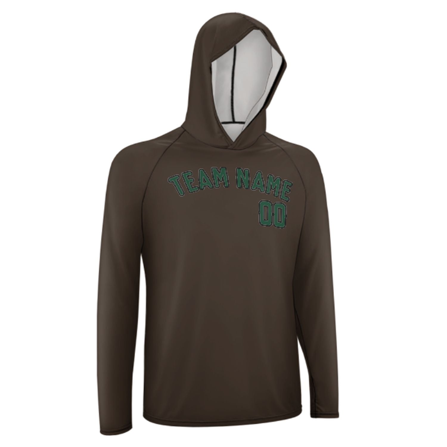 Maßgeschneidertes Braun Moosgrün UV-Hoodie