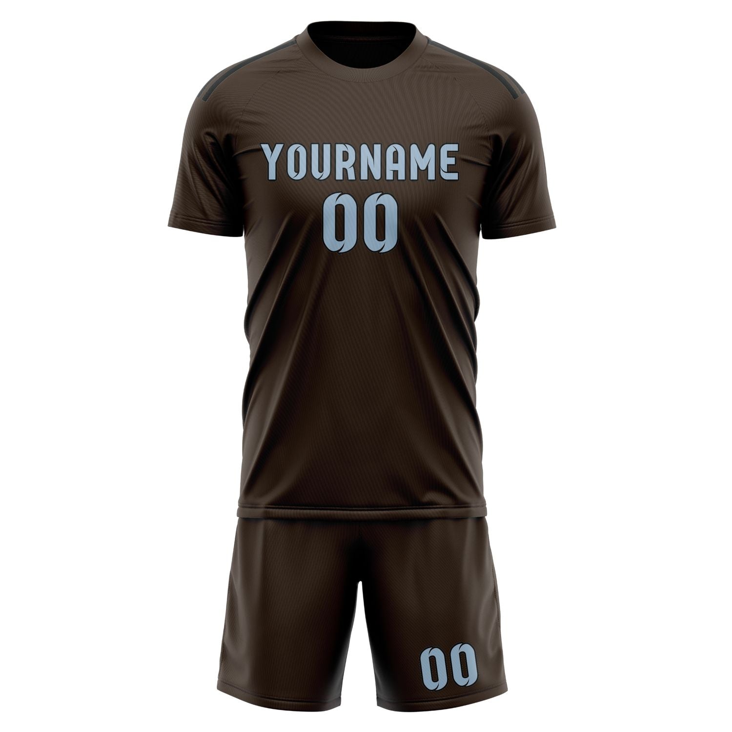Maßgeschneidertes Professionelles Braun Hellblau Fußballtrikot-Set