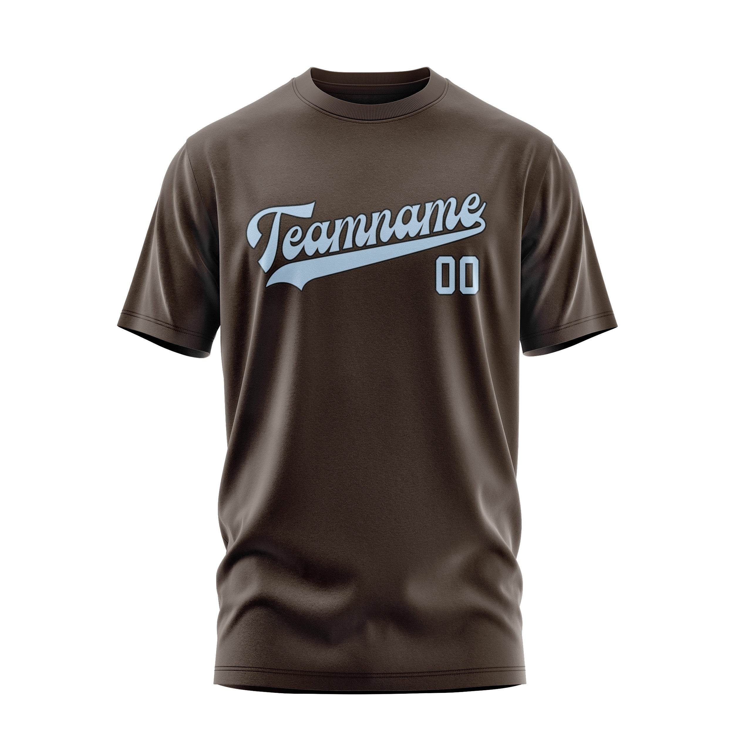 Maßgeschneidertes Braun Hellblau T-Shirt