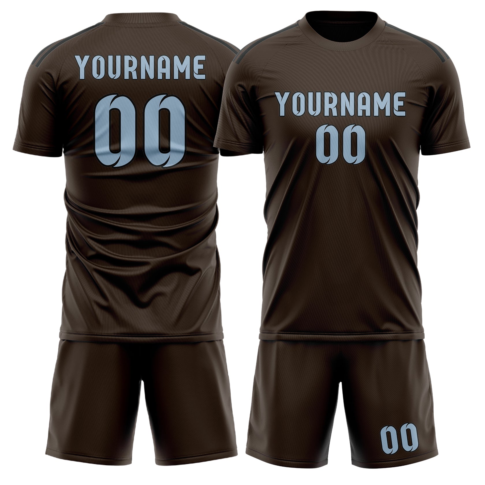 Maßgeschneidertes Professionelles Braun Hellblau Fußballtrikot-Set
