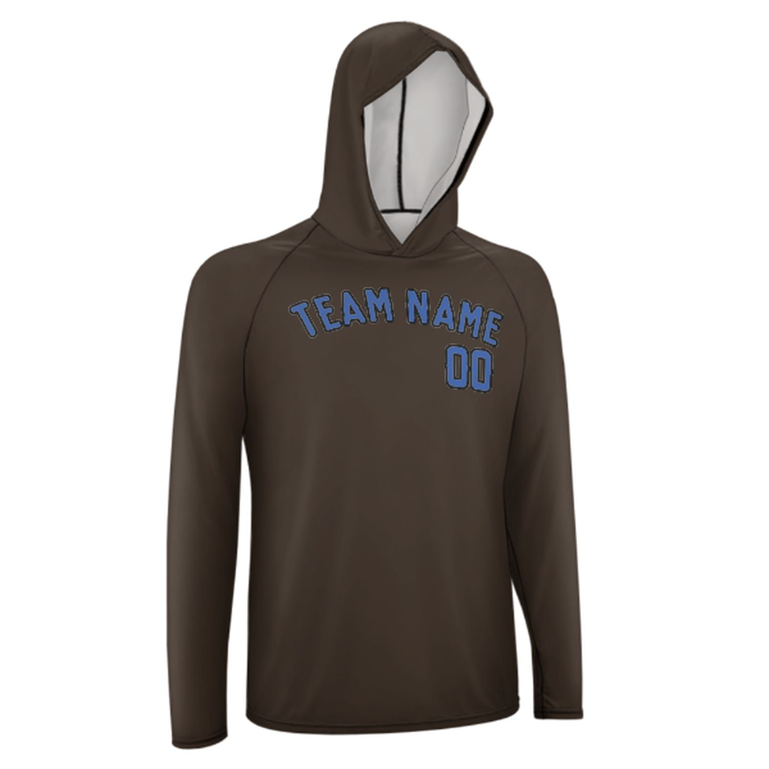 Maßgeschneidertes Braun Himmelblau UV-Hoodie