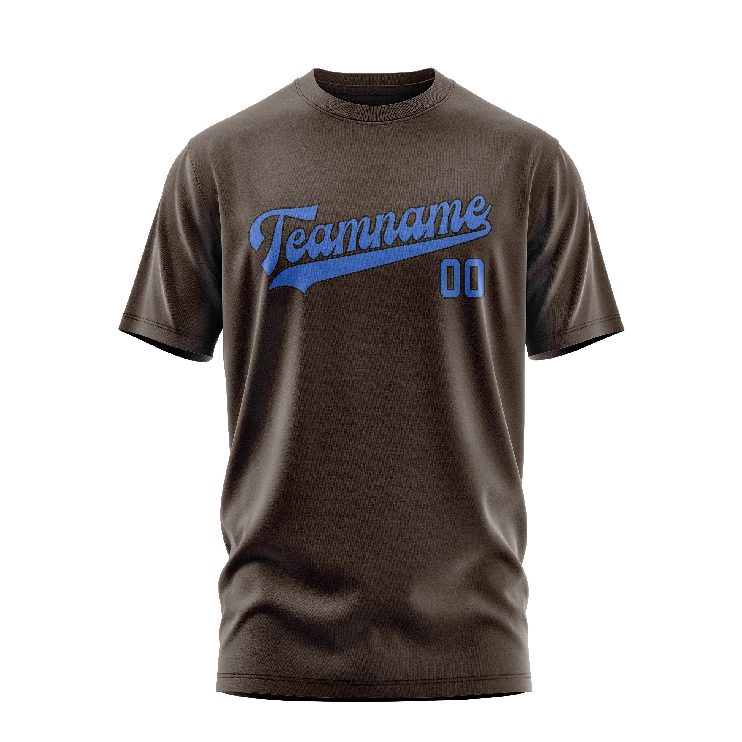 Maßgeschneidertes Braun Himmelblau T-Shirt