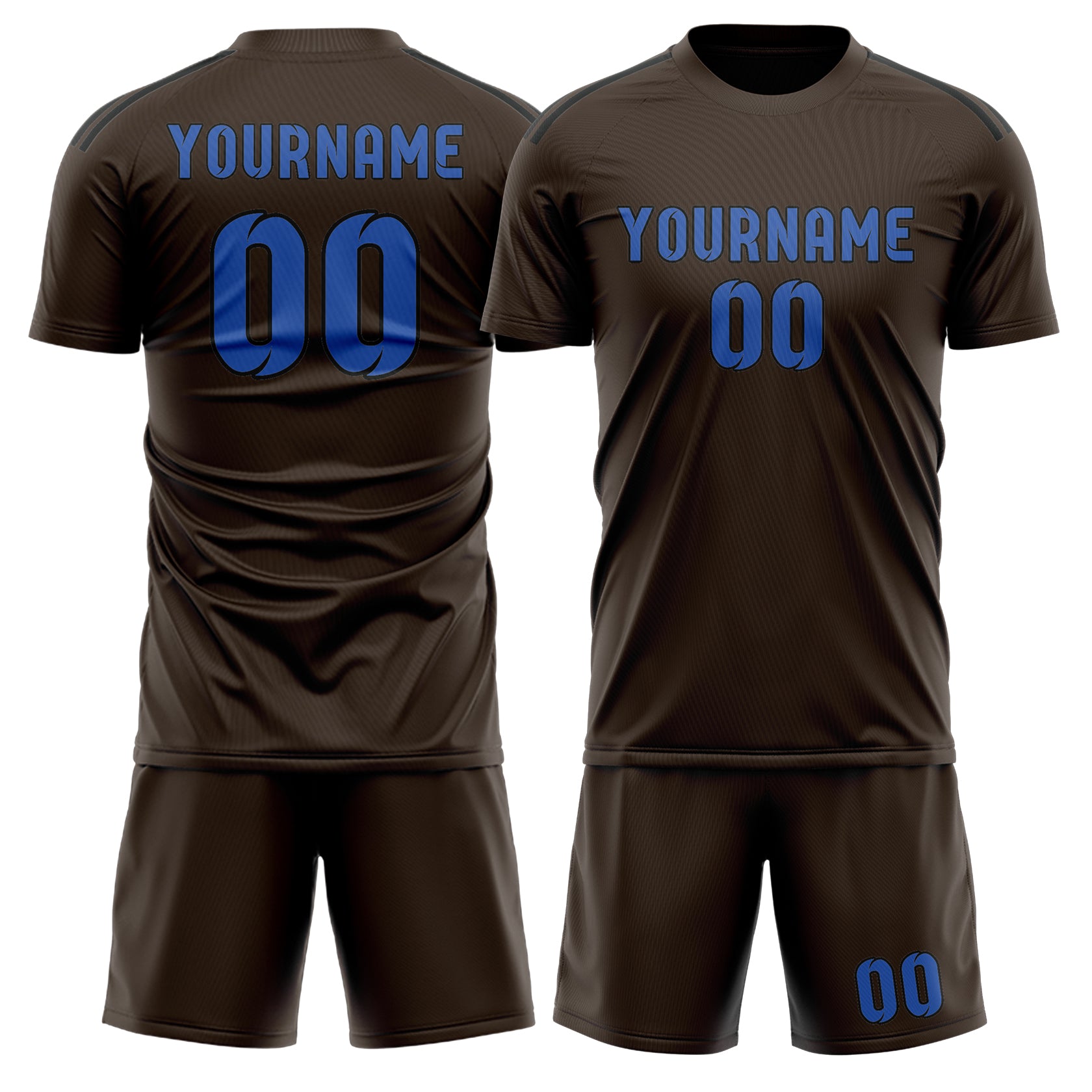 Maßgeschneidertes Professionelles Braun Himmelblau Fußballtrikot-Set