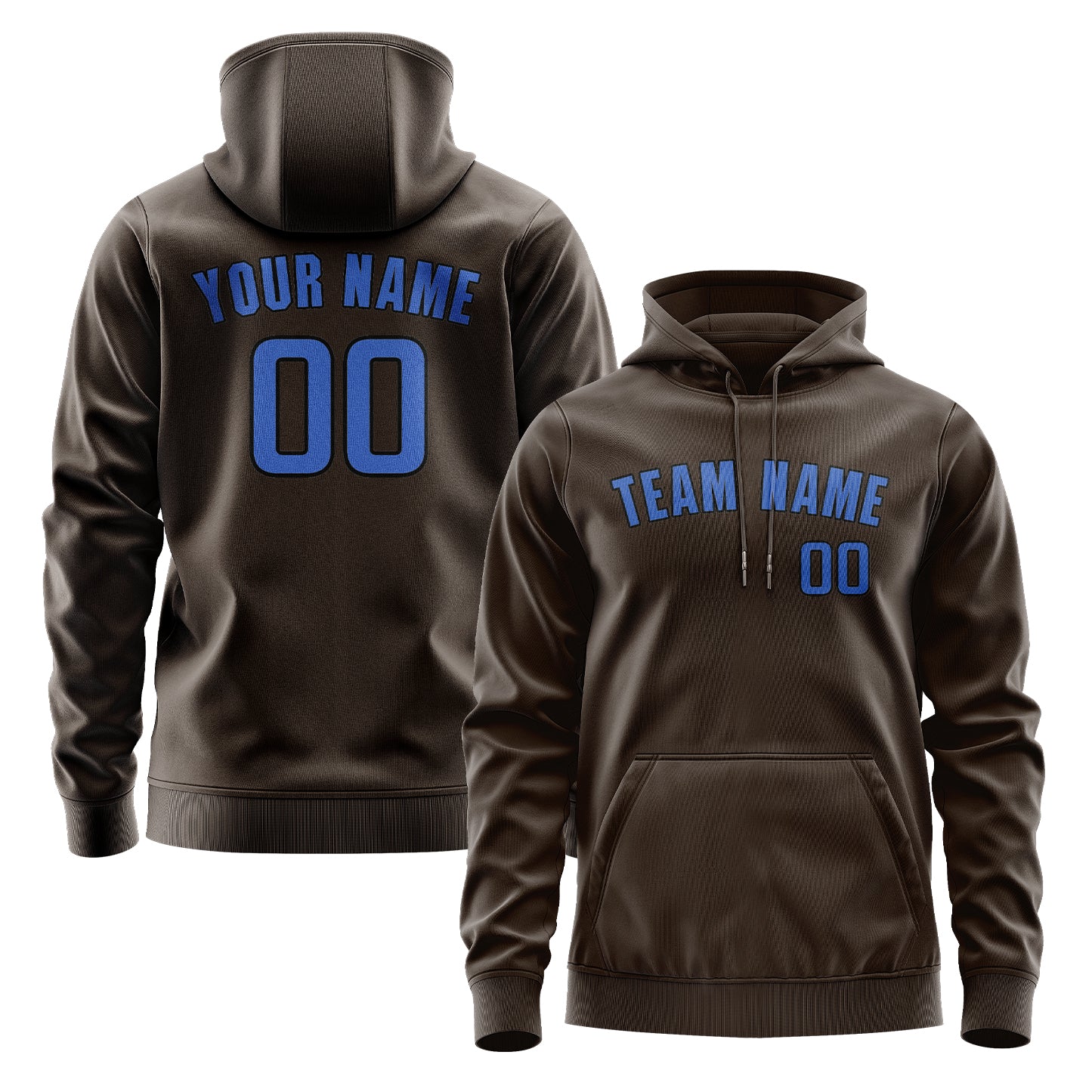 Maßgeschneidertes Braun Himmelblau Hoodie