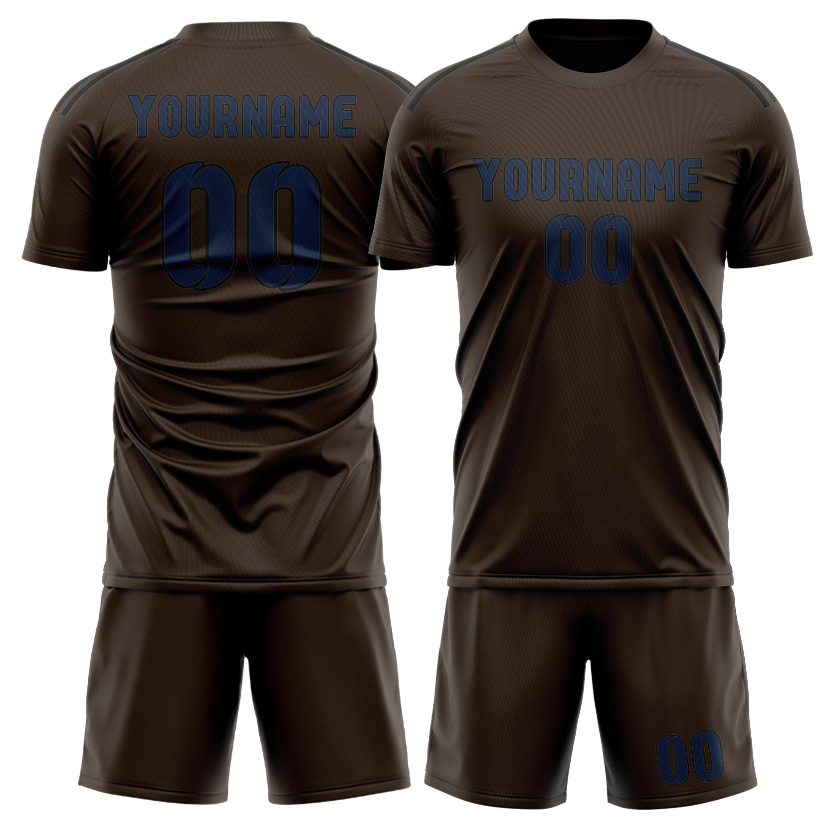 Maßgeschneidertes Professionelles Braun Marineblau Fußballtrikot-Set