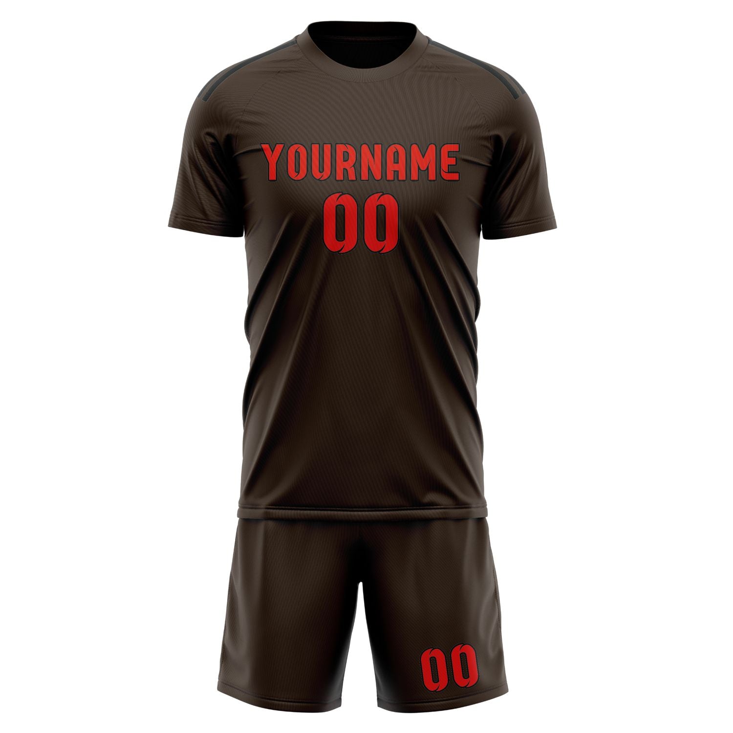 Maßgeschneidertes Professionelles Braun Orangerot Fußballtrikot-Set