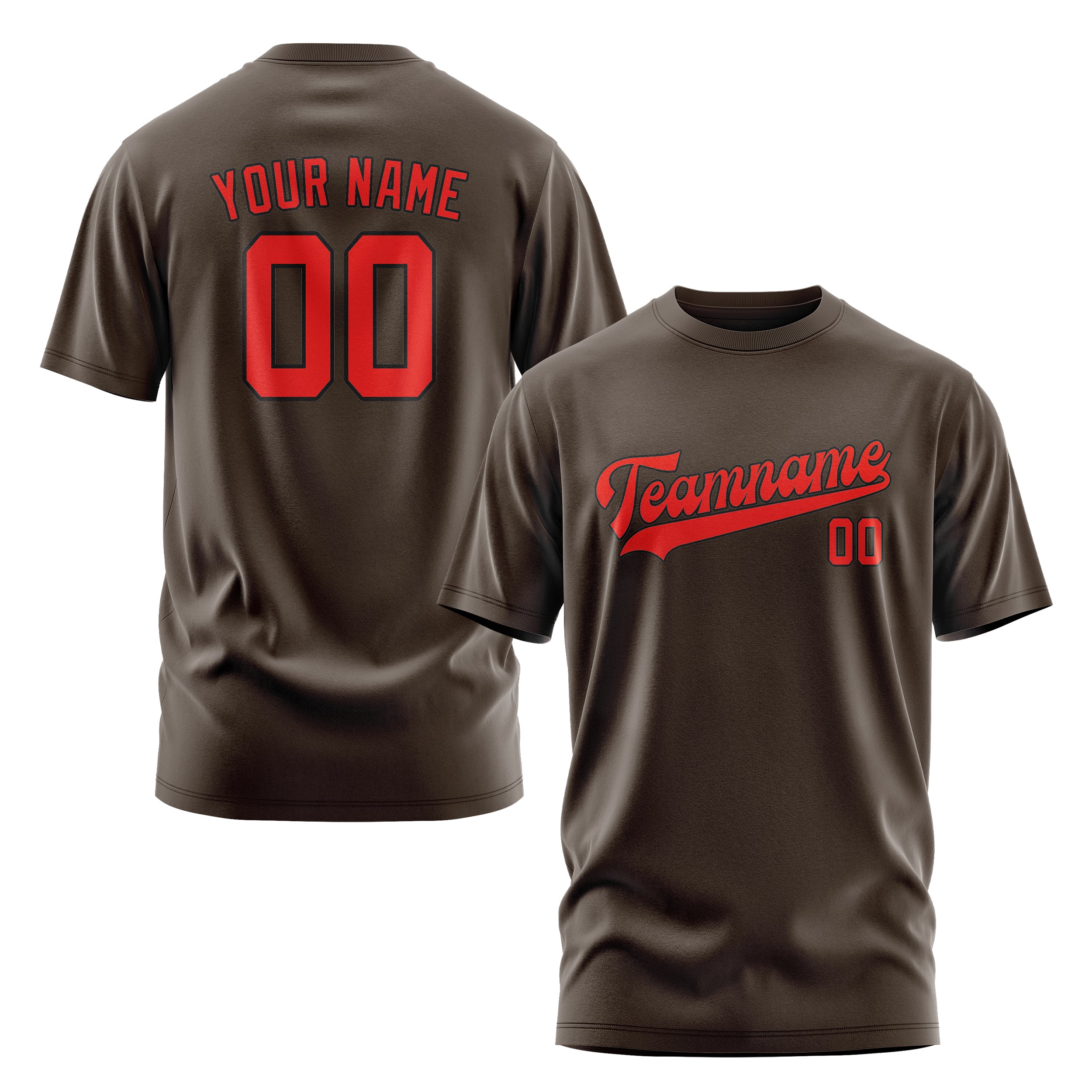 Maßgeschneidertes Braun Orangerot T-Shirt