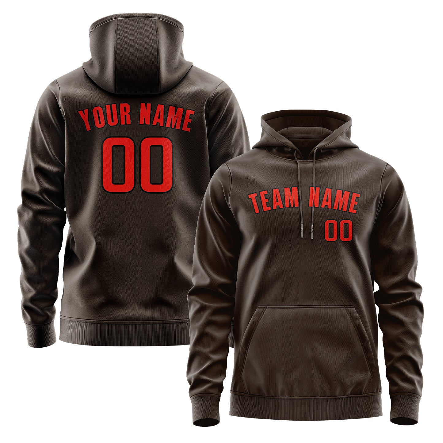 Maßgeschneidertes Braun Orangerot Hoodie