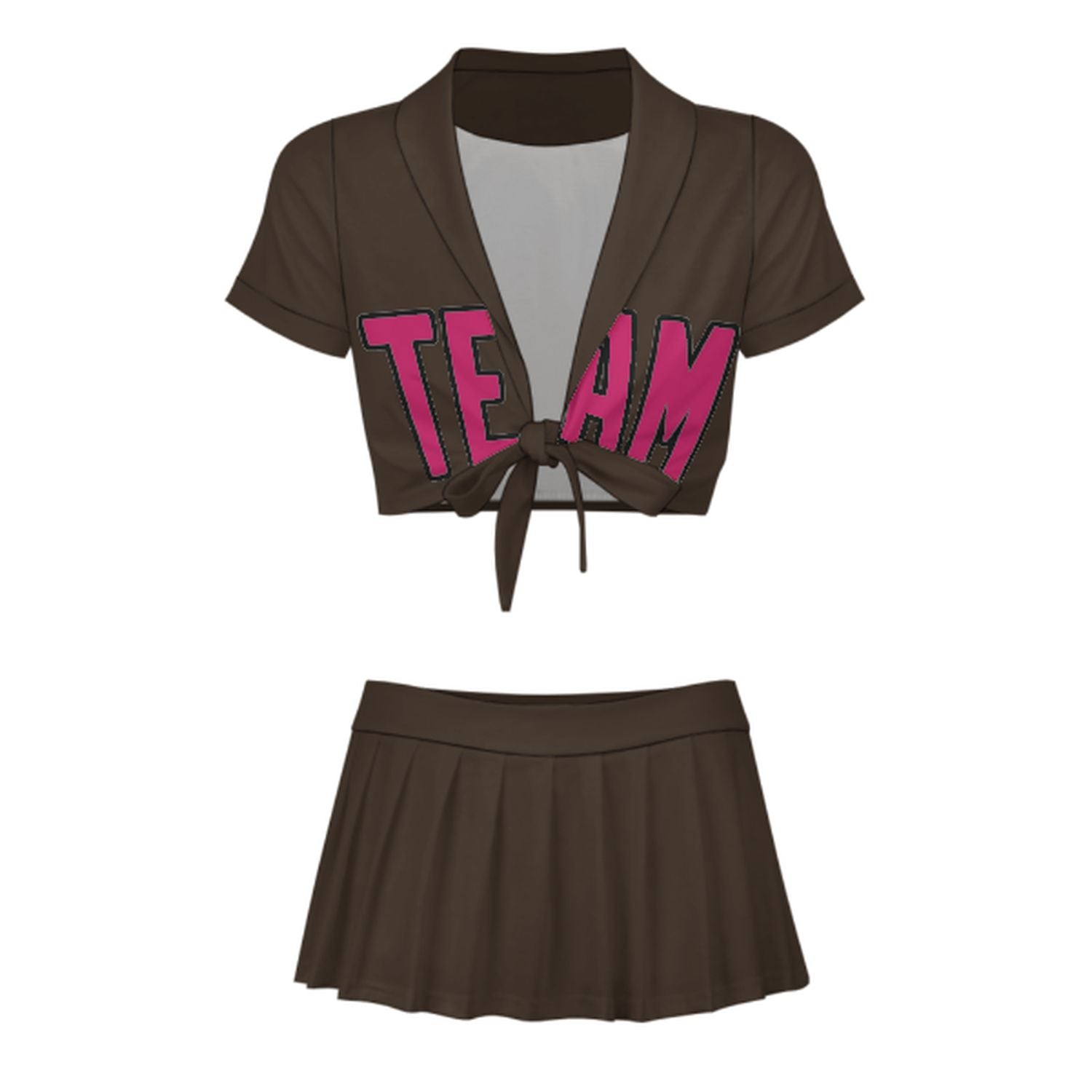 Maßgeschneidertes Braun Rosarot Cheerleader Outfit Set