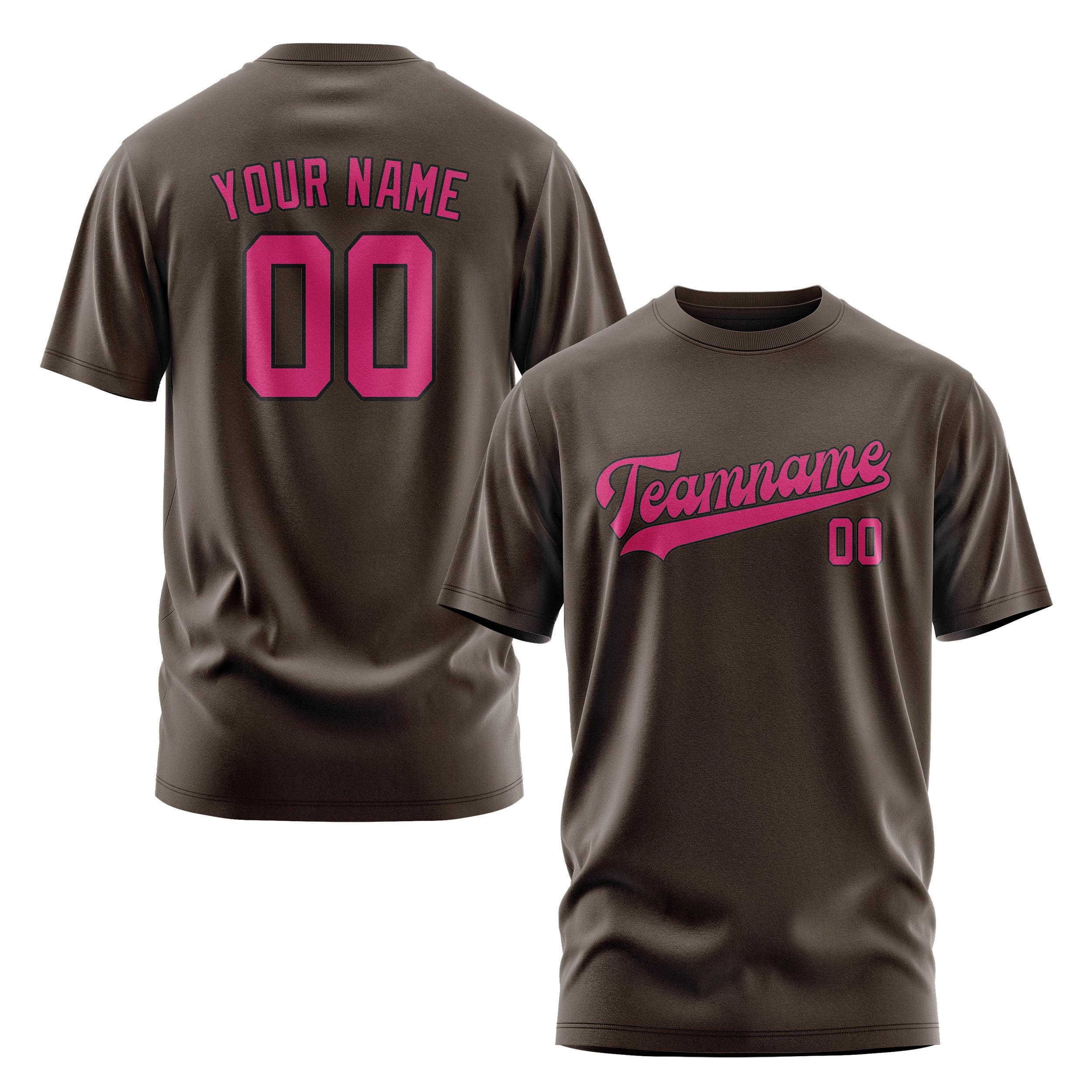 Maßgeschneidertes Braun Rosarot T-Shirt