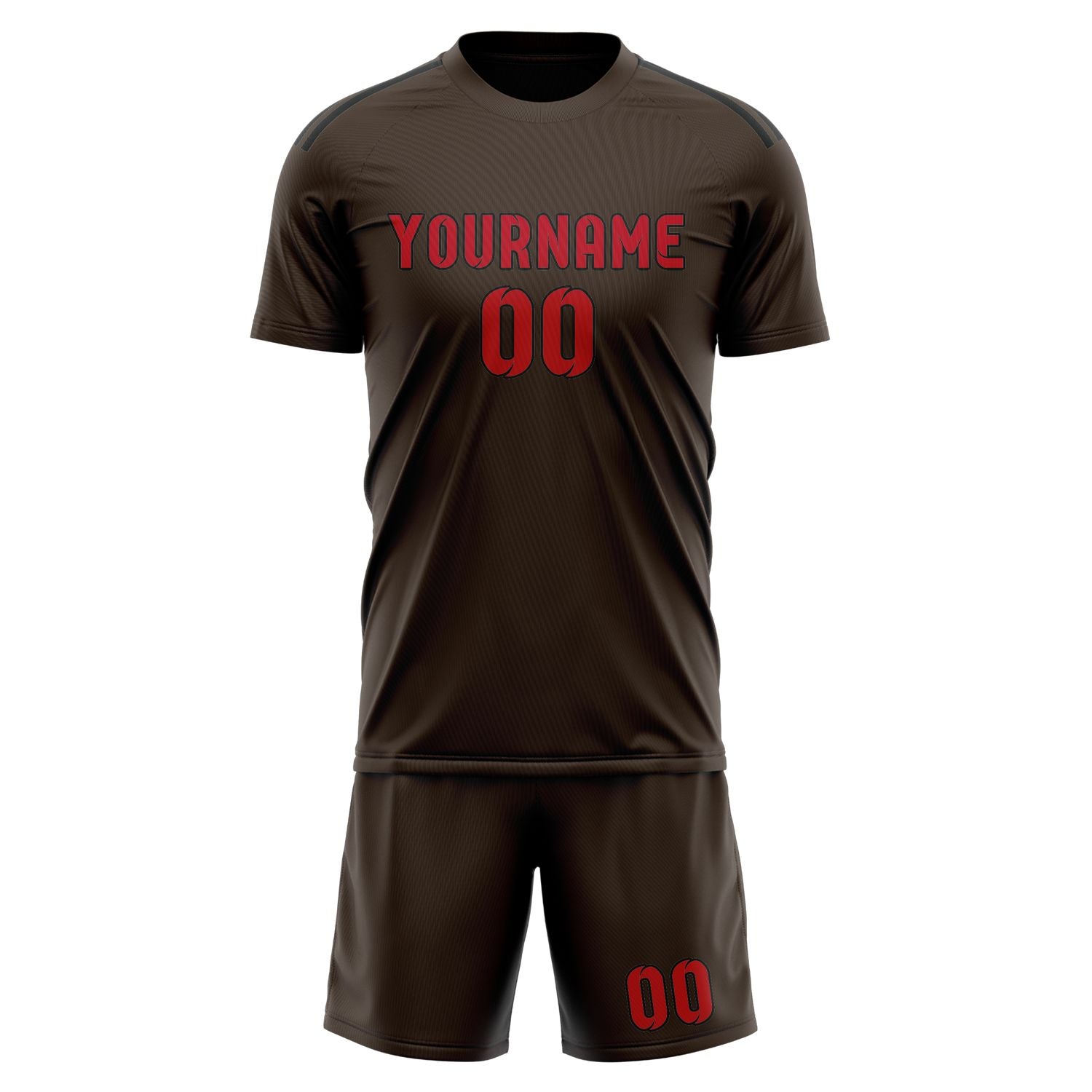 Maßgeschneidertes Professionelles Braun Rot Fußballtrikot-Set