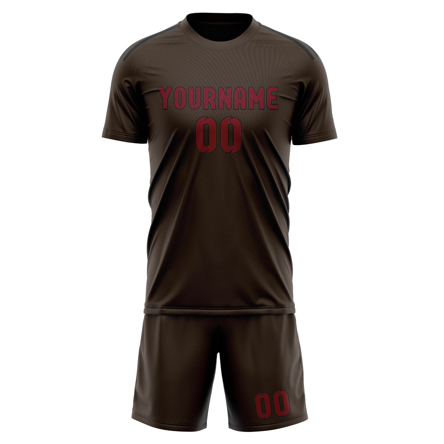 Maßgeschneidertes Professionelles Braun Karmesinrot Fußballtrikot-Set