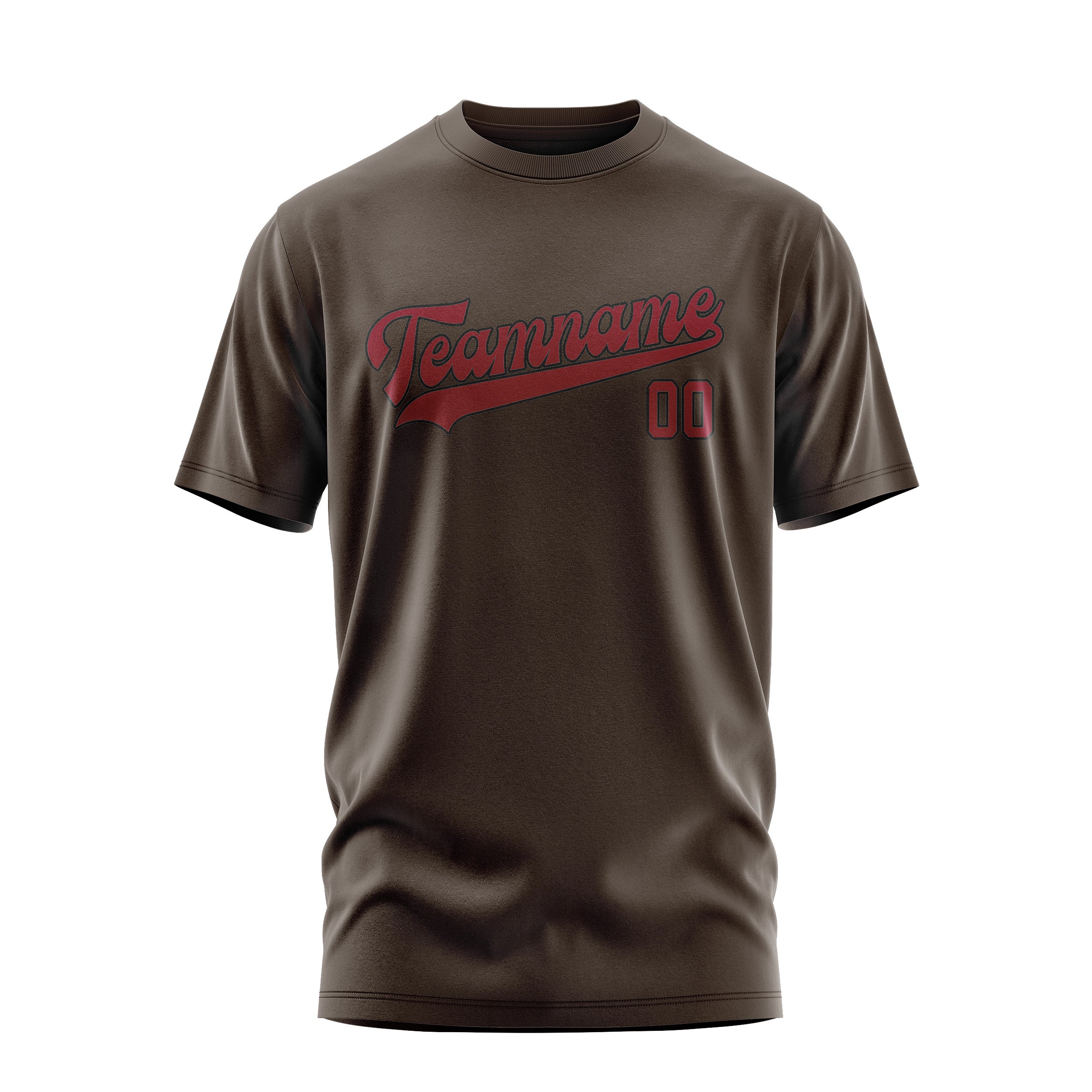 Maßgeschneidertes Braun Karmesinrot T-Shirt