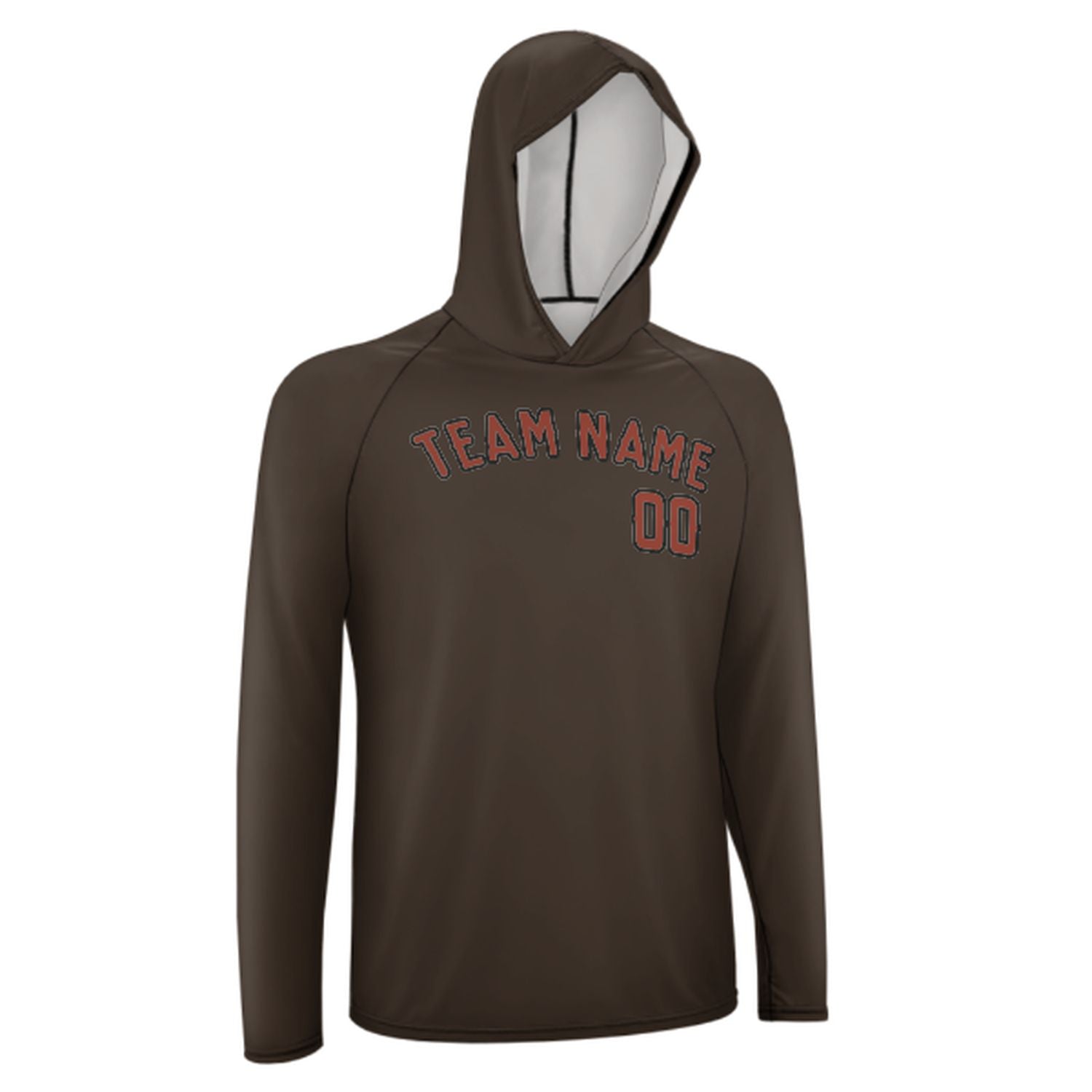 Maßgeschneidertes Braun Korallenrot UV-Hoodie
