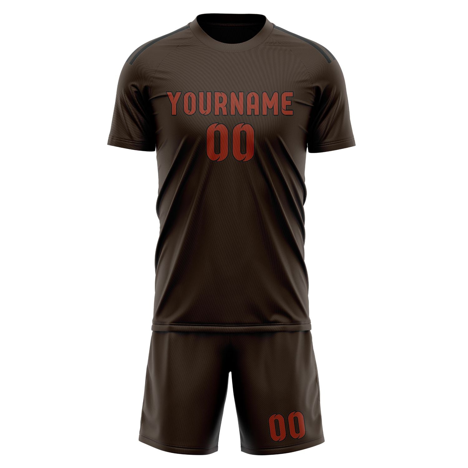 Maßgeschneidertes Professionelles Braun Korallenrot Fußballtrikot-Set