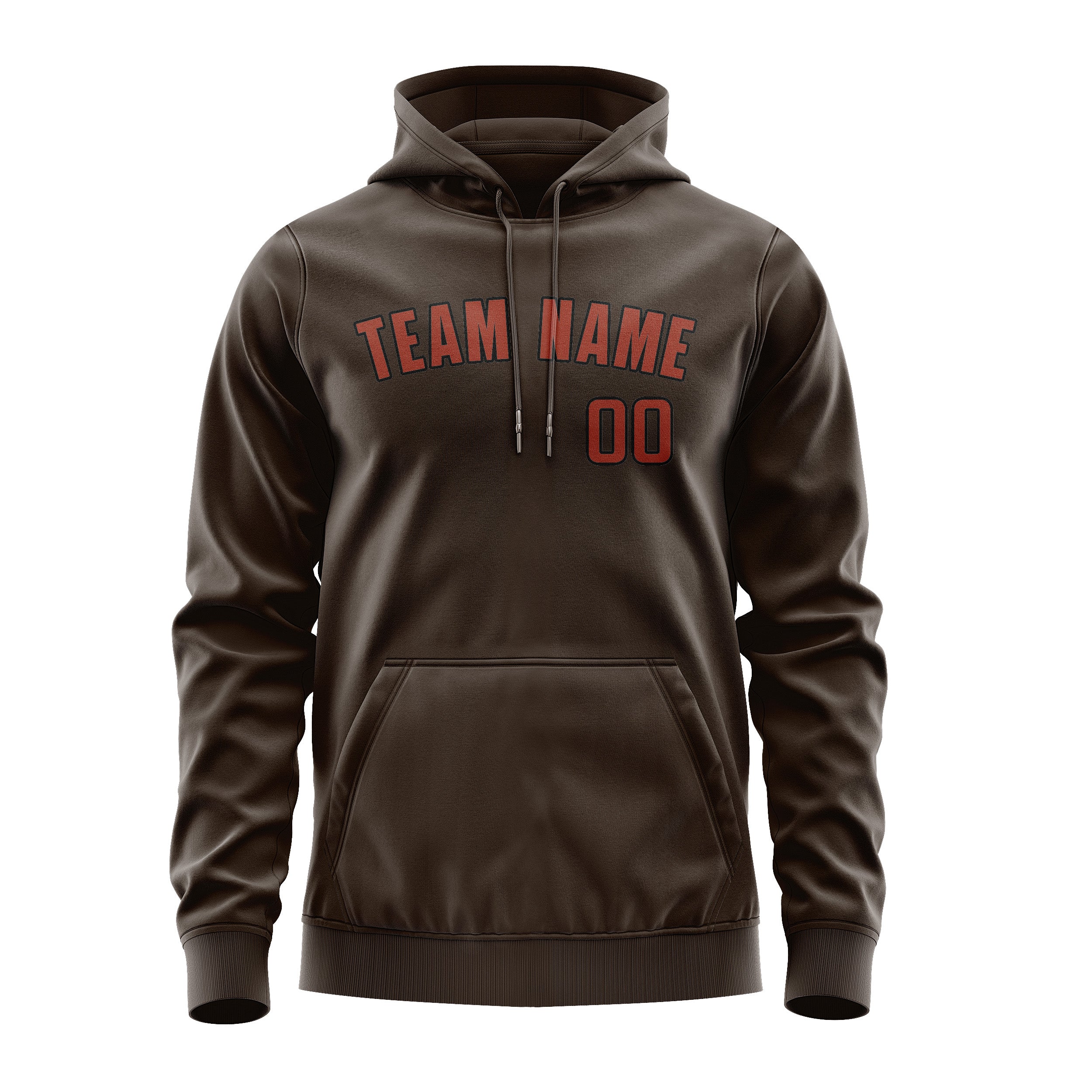 Maßgeschneidertes Braun Korallenrot Hoodie