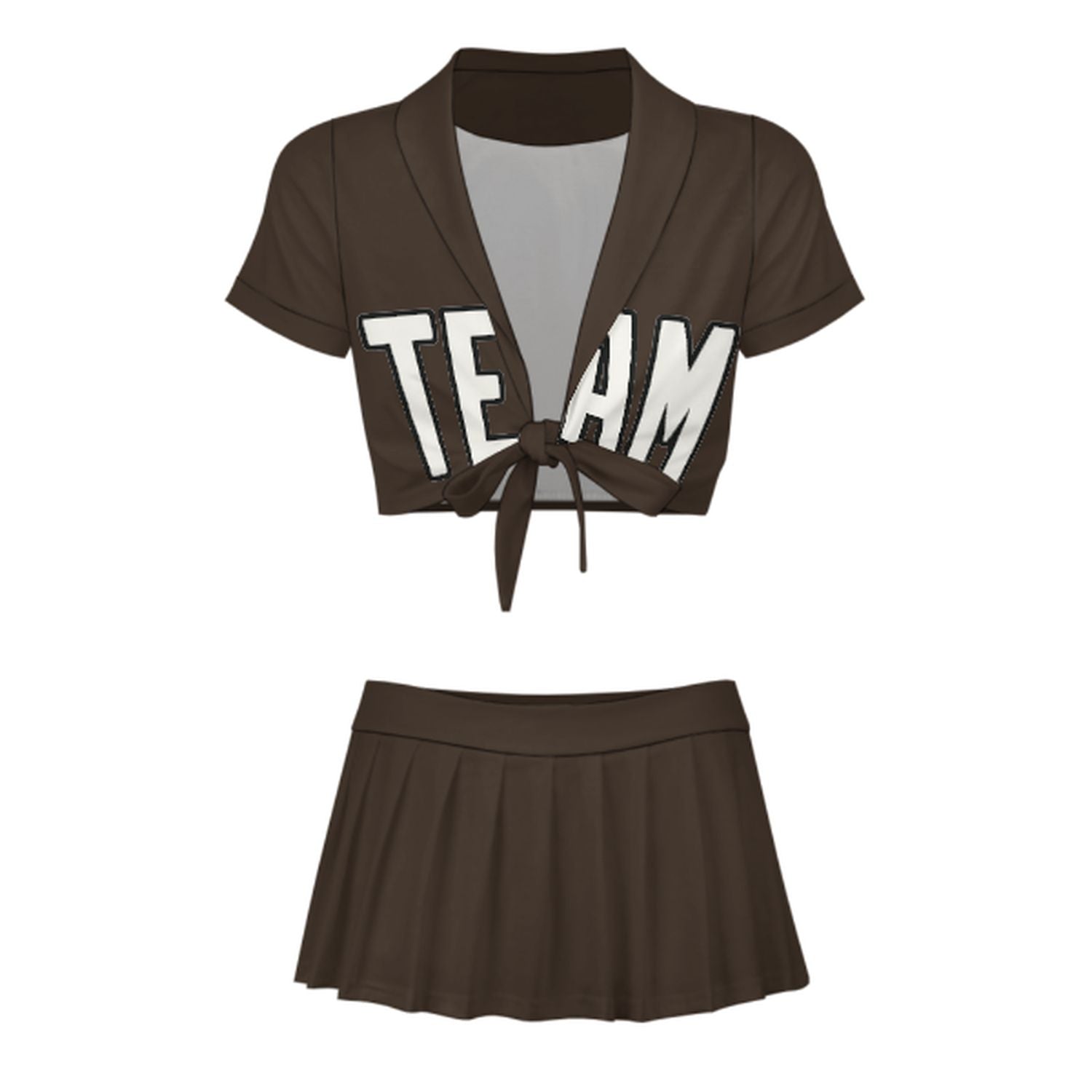 Maßgeschneidertes Braun Weiß Cheerleader Outfit Set