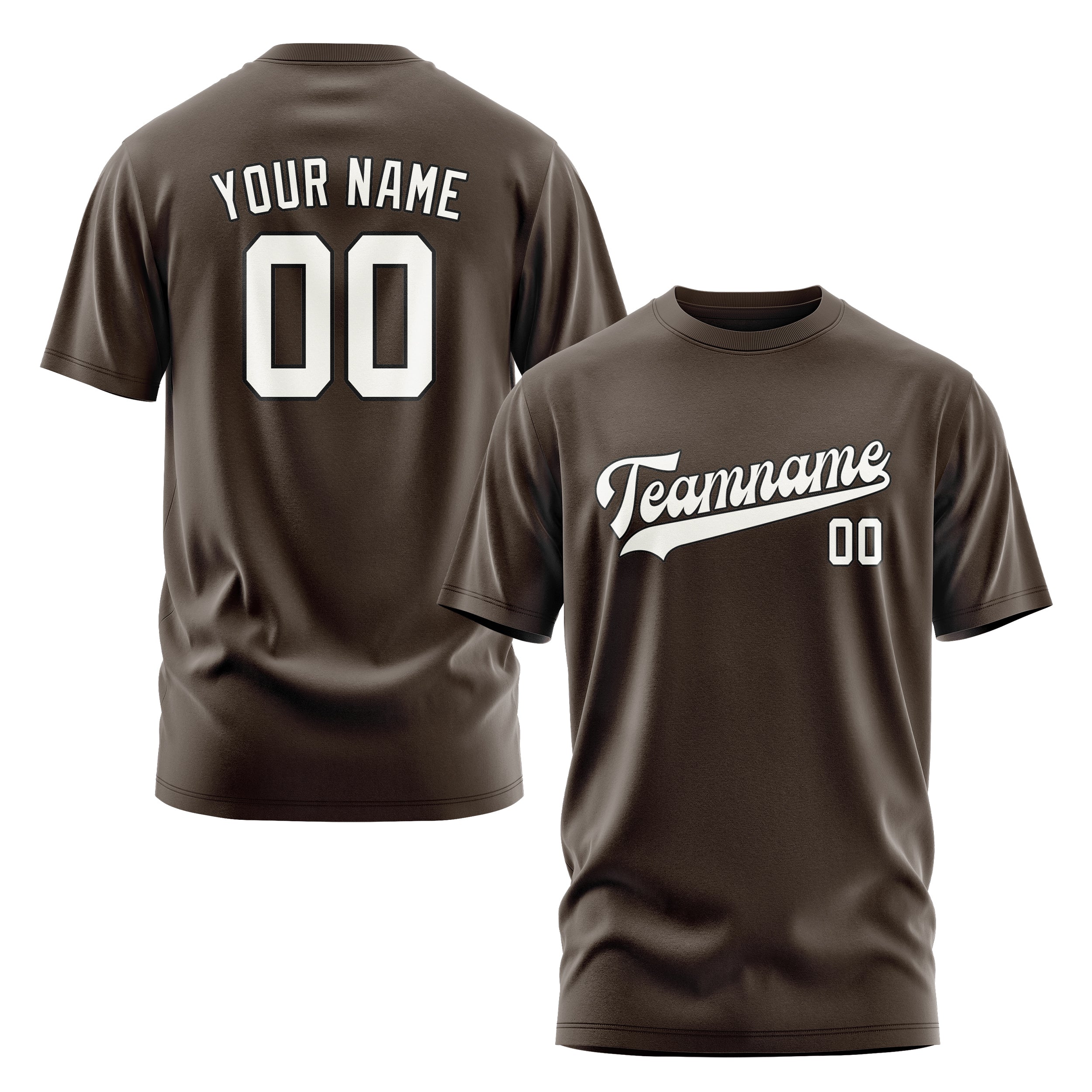 Maßgeschneidertes Braun Weiß T-Shirt